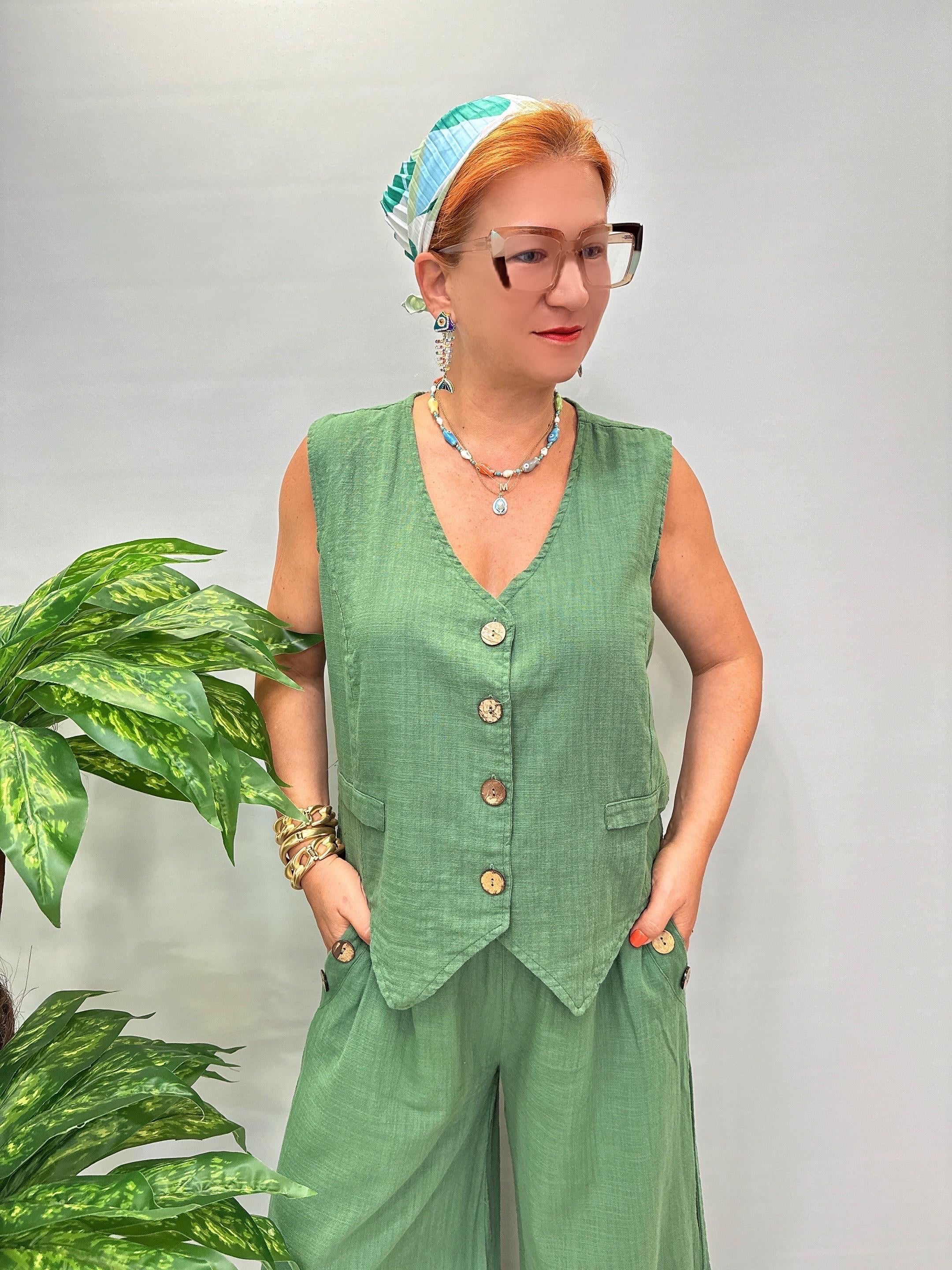 4570 Pamuklu Yelek Yeşil