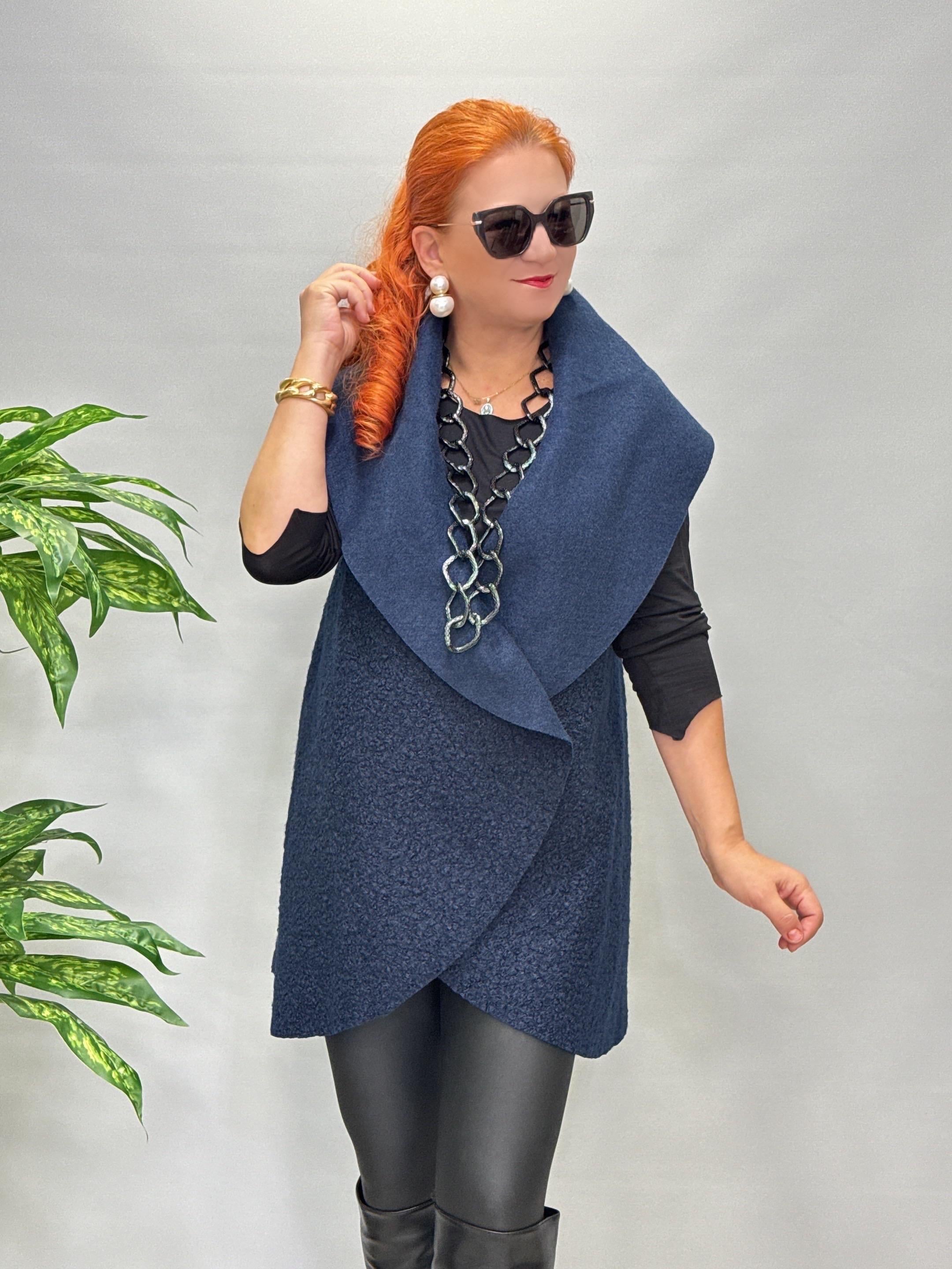 4577 Tasarım Buklet Yelek Lacivert