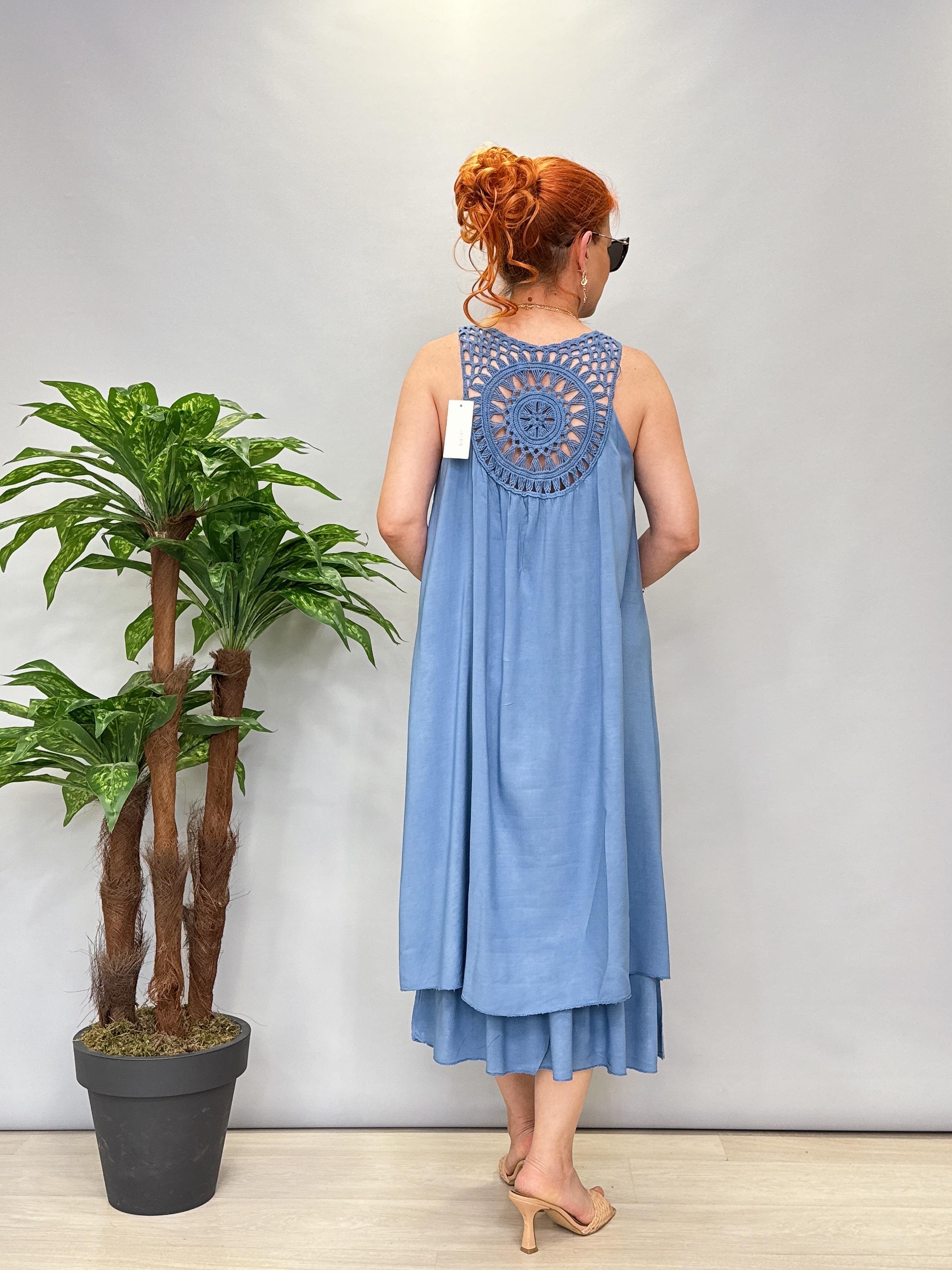 460 İtalyan Sırt Detay Elbise Mavi