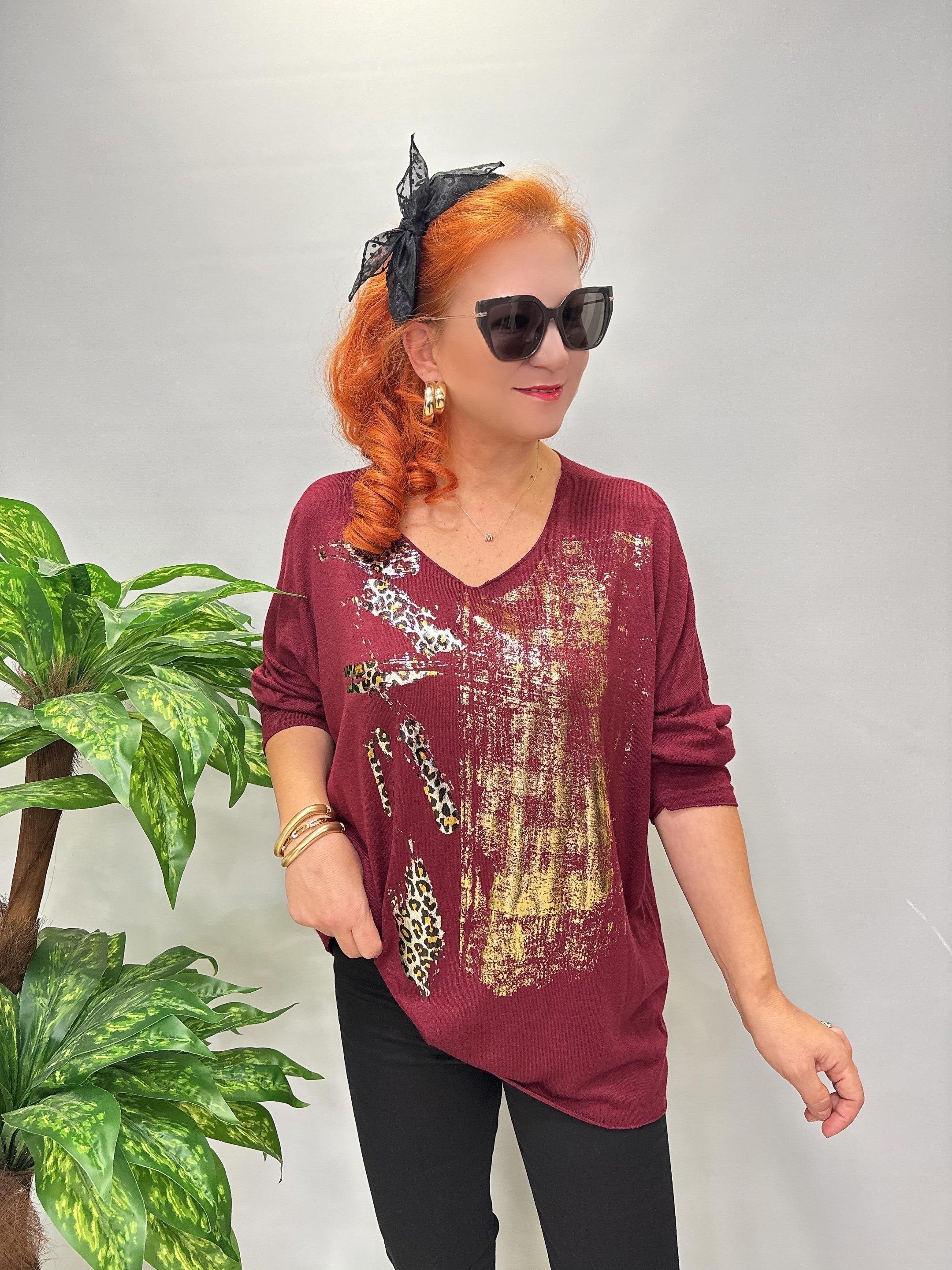 4875 Italyan Yumuşacık Triko Bluz Bordo