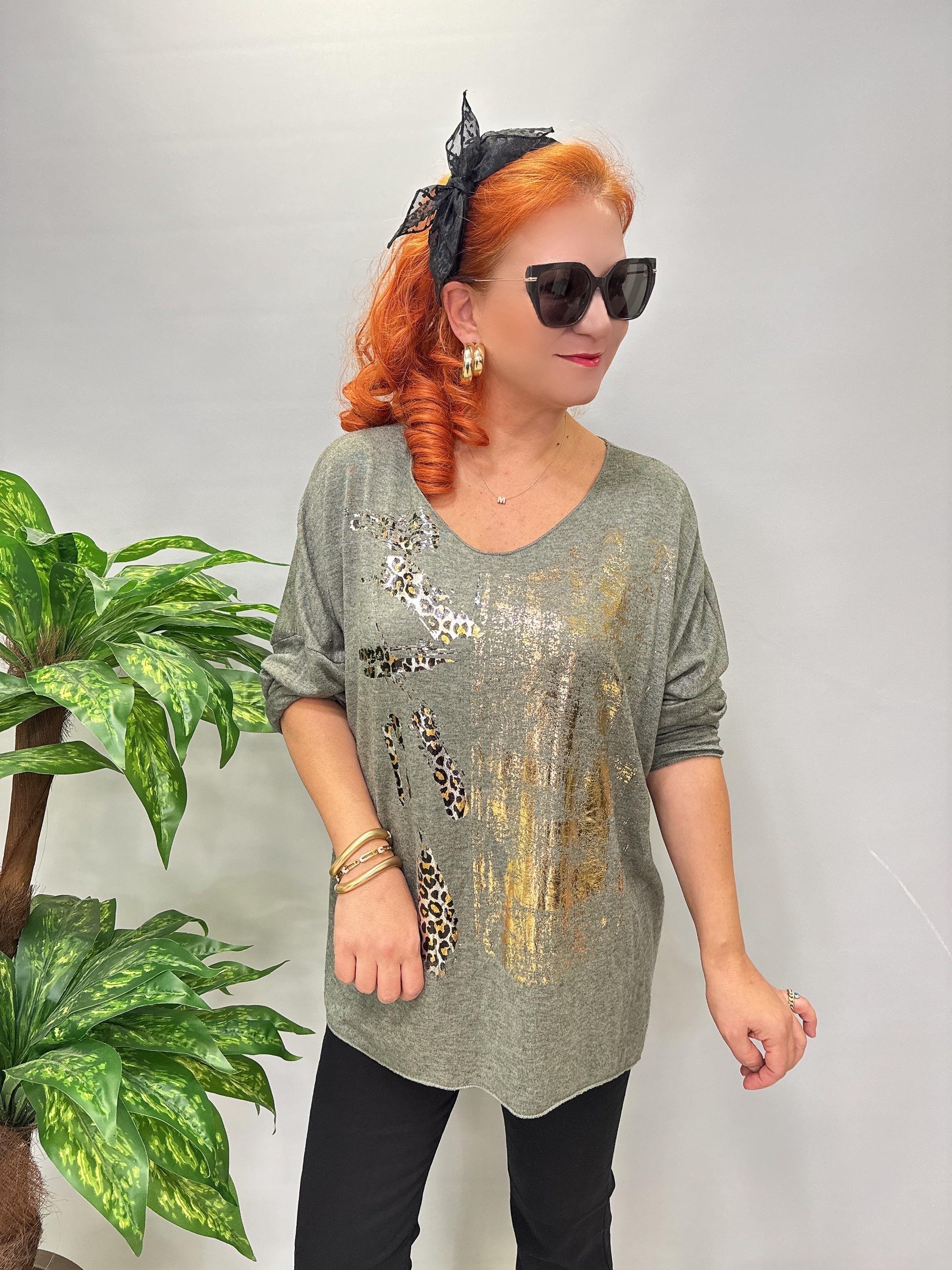 4875 Italyan Yumuşacık Triko Bluz Haki