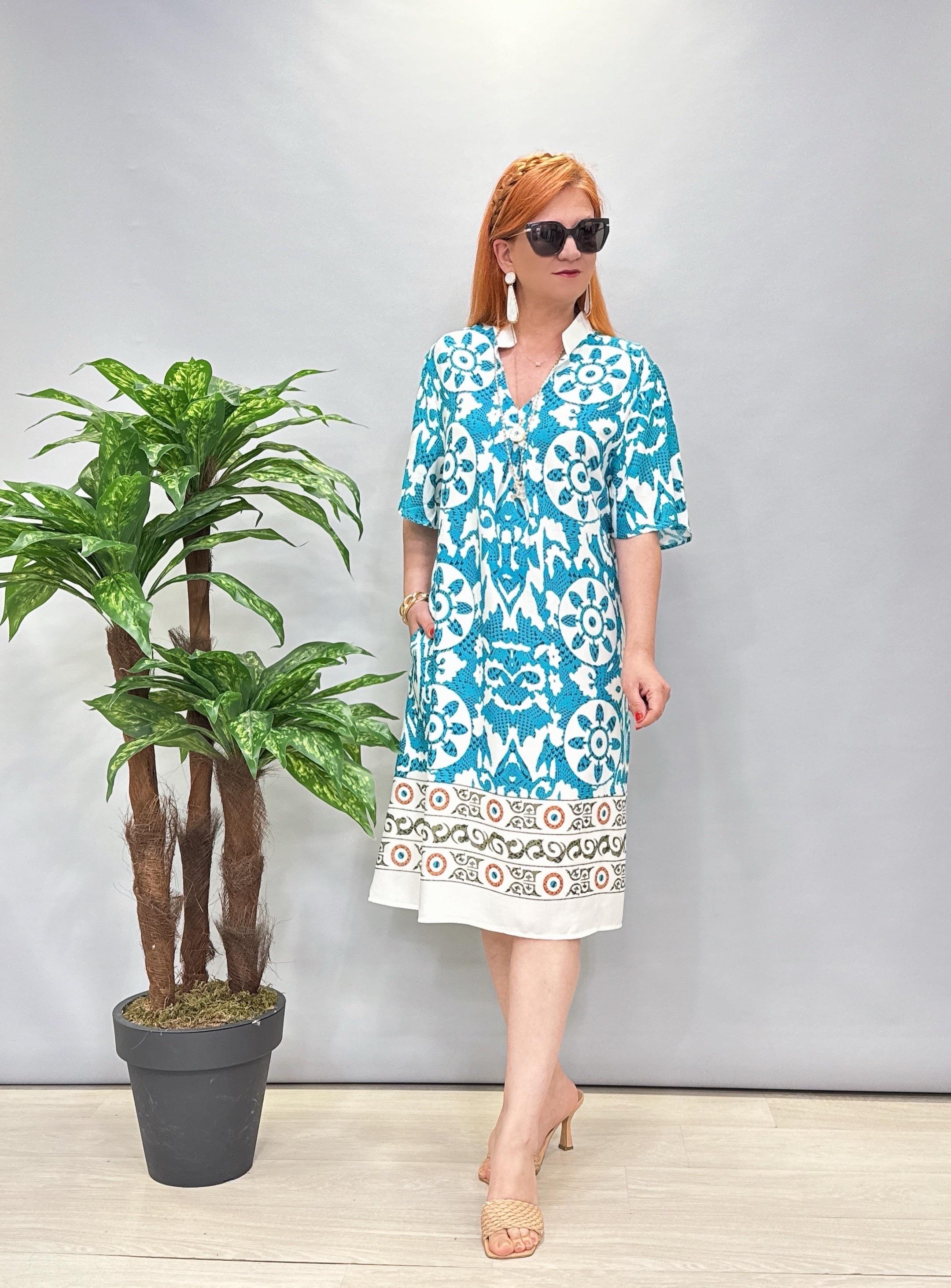 5022 Pamuklu Viskon Elbise