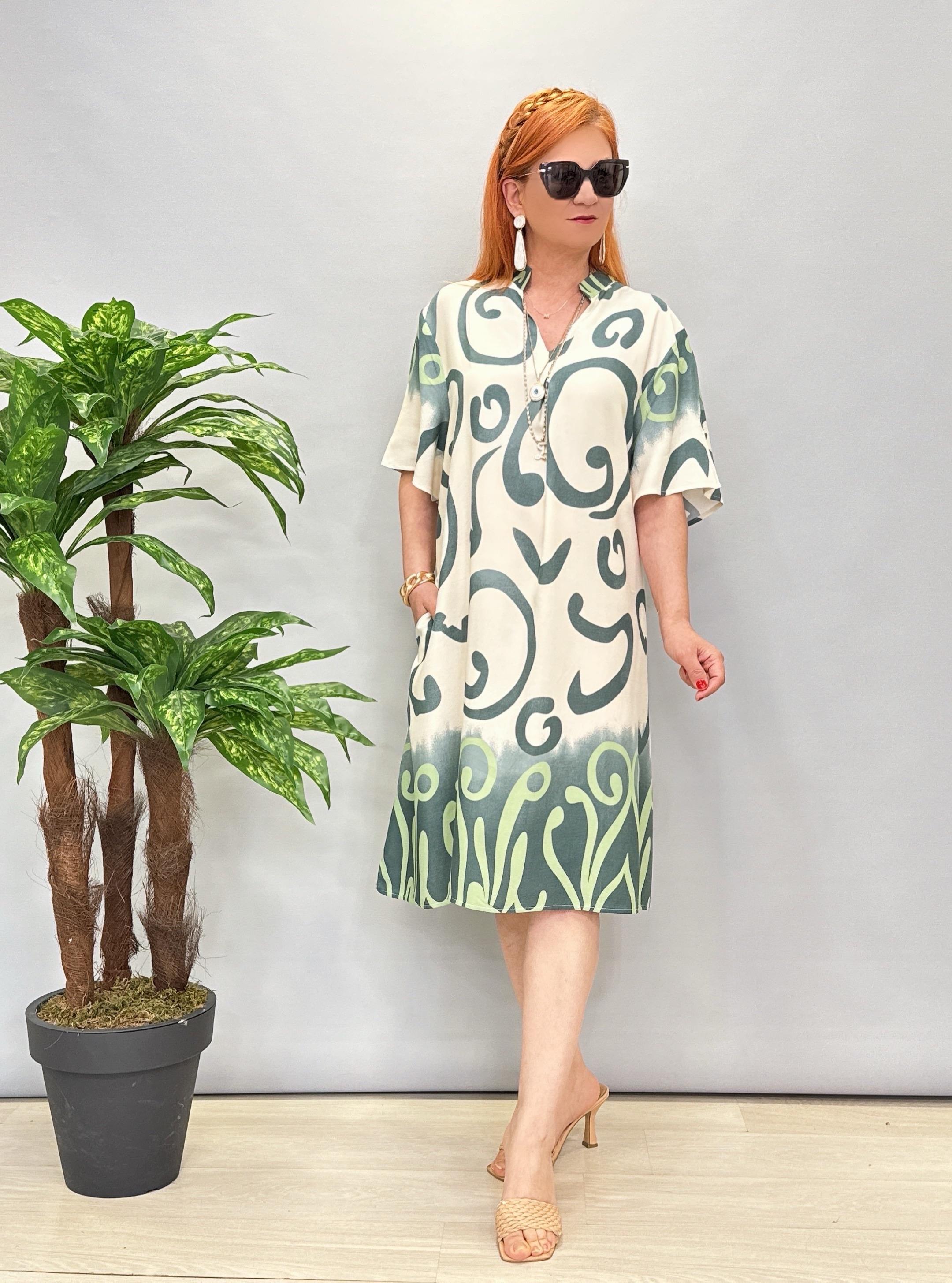 5022 Pamuklu Viskon Elbise