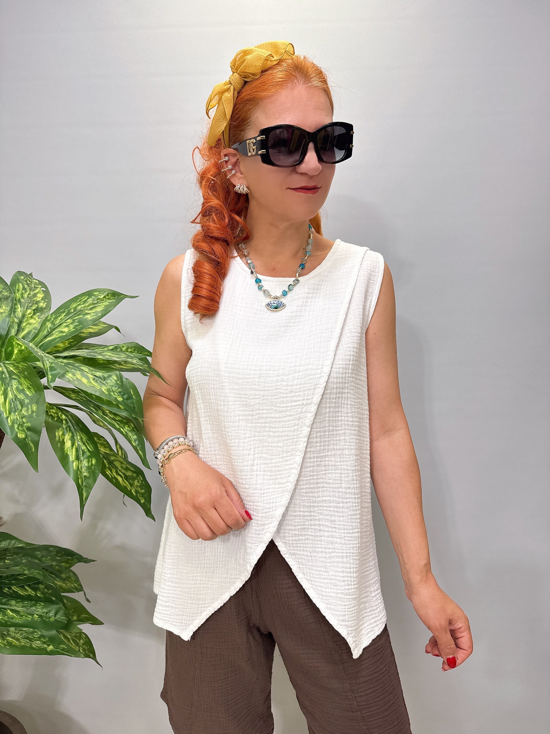5023 Pamuklu Bluz Beyaz