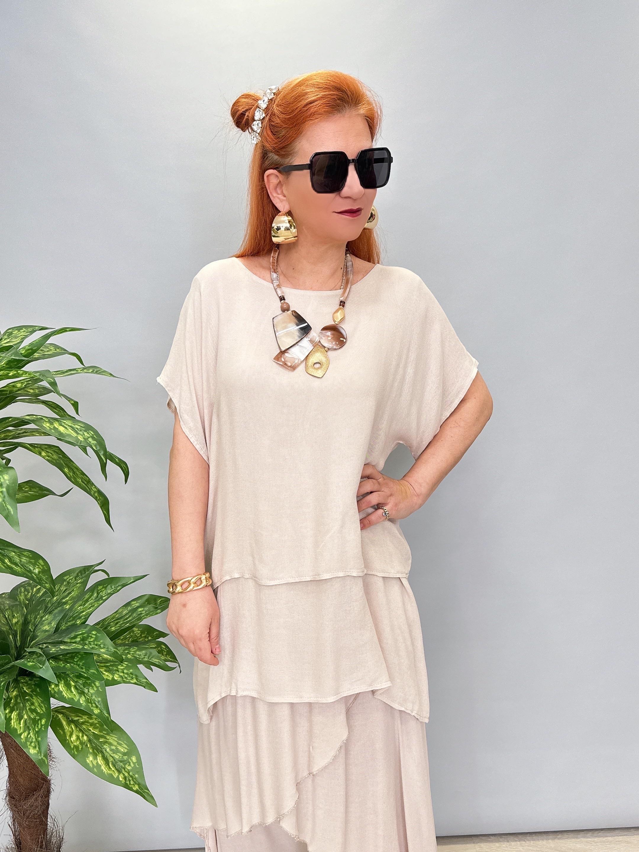 5040 PAMUKLU TASARIM BLUZ TAŞ