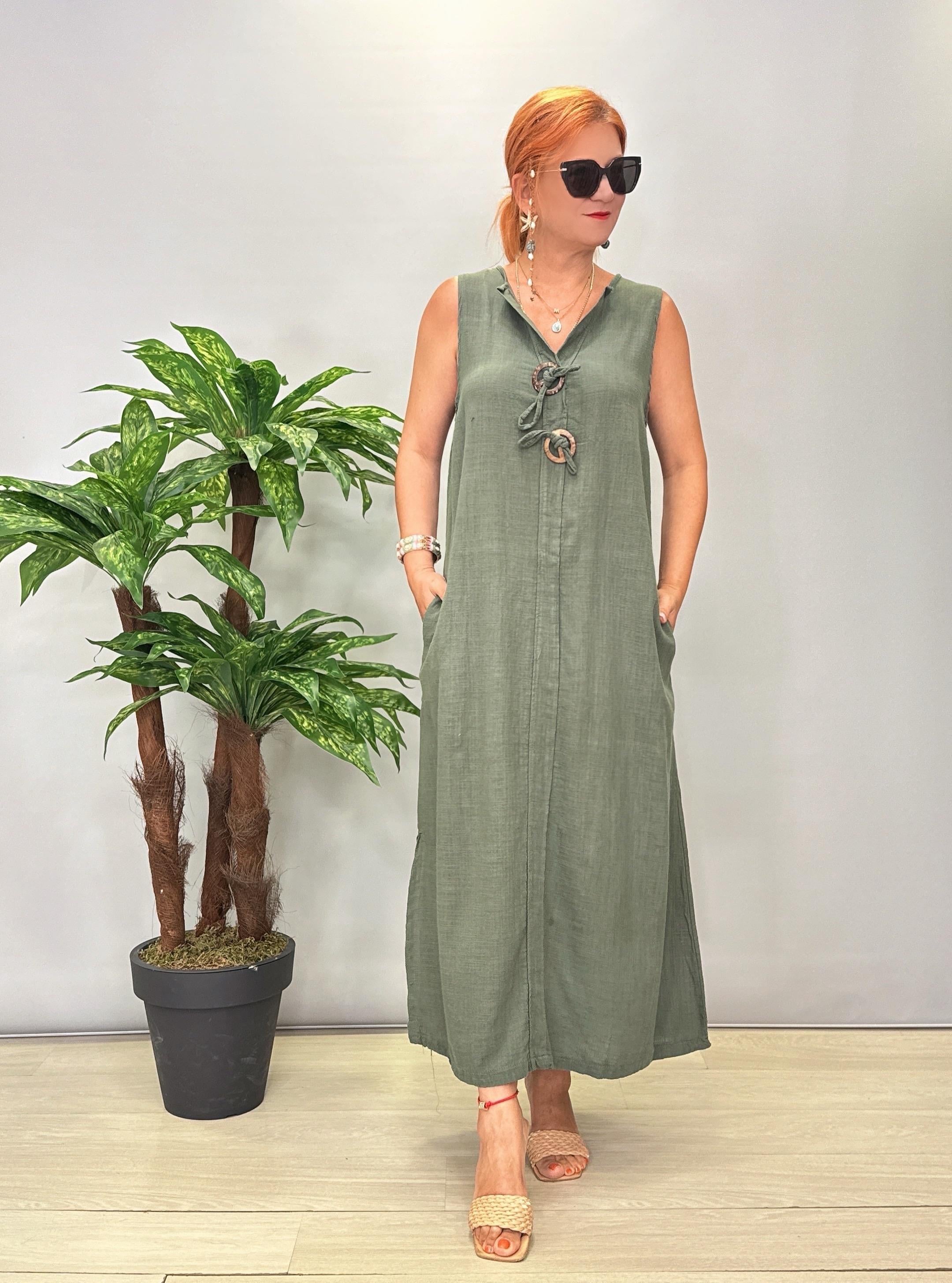 5120 Pamuklu Elbise Haki