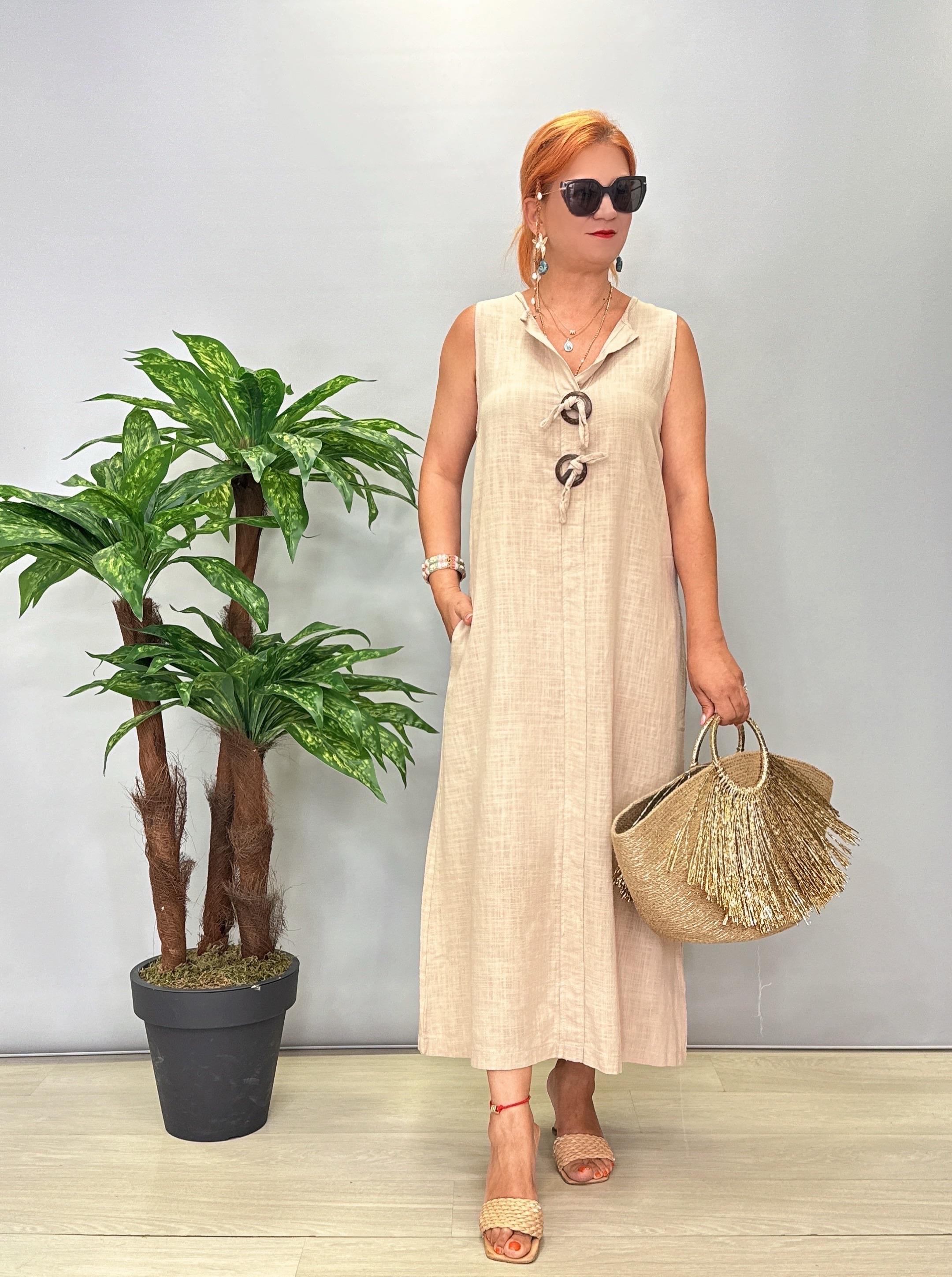 5120 Pamuklu Elbise Taş