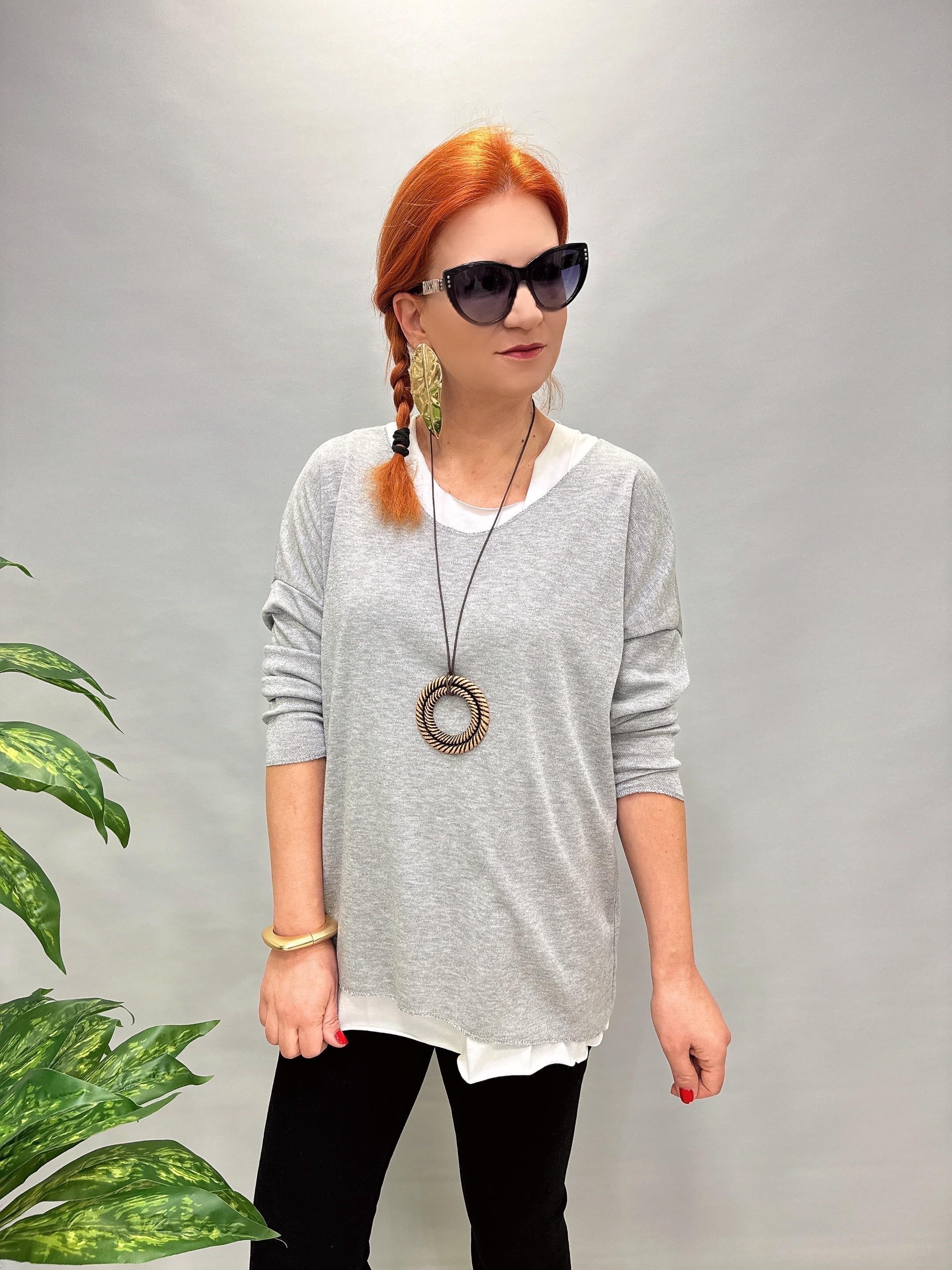 5454 KOLYE HEDİYELİ SİMLİ TRİKO GRİ