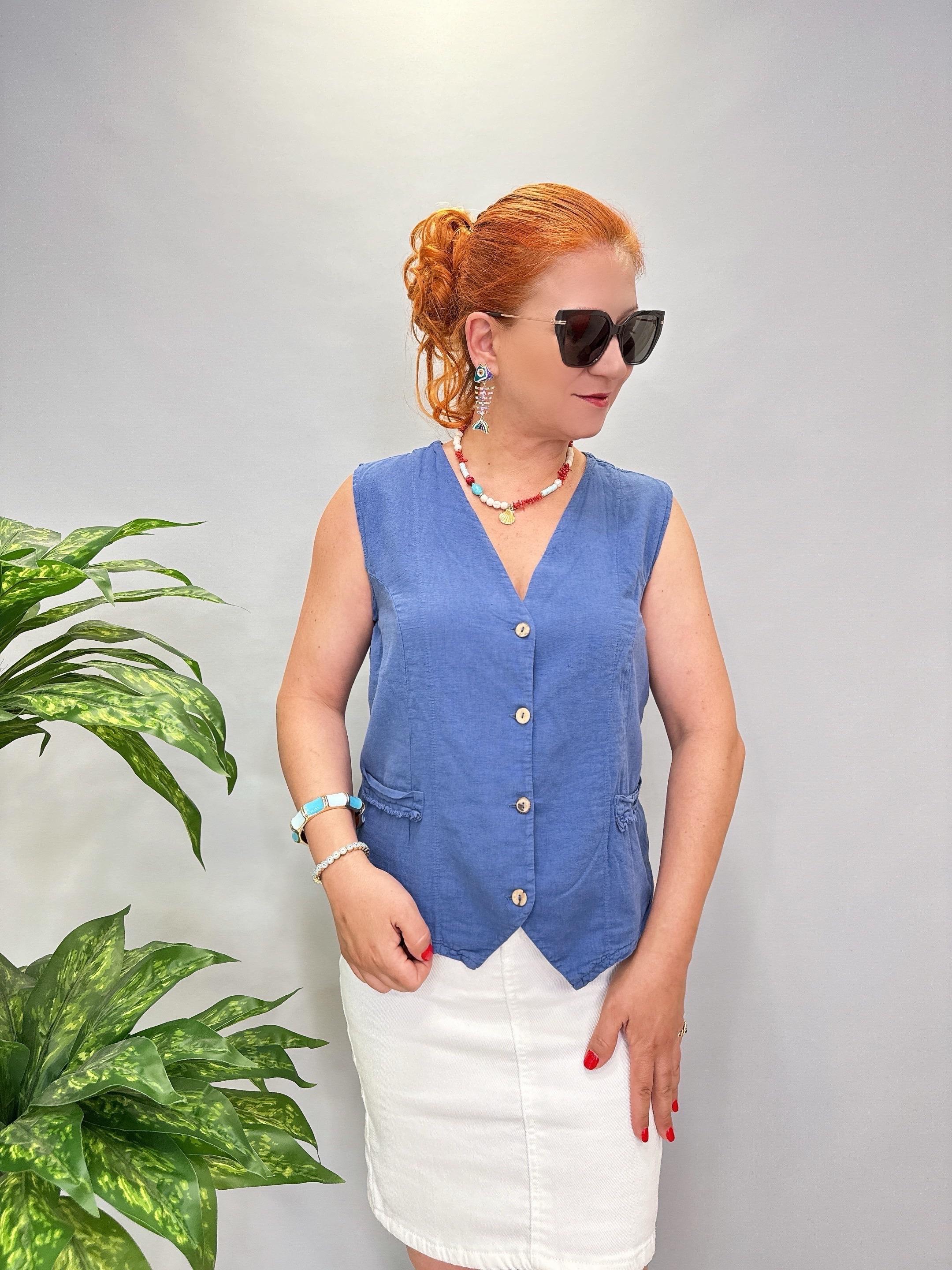 5520 Pamuklu Yelek Saks Mavi