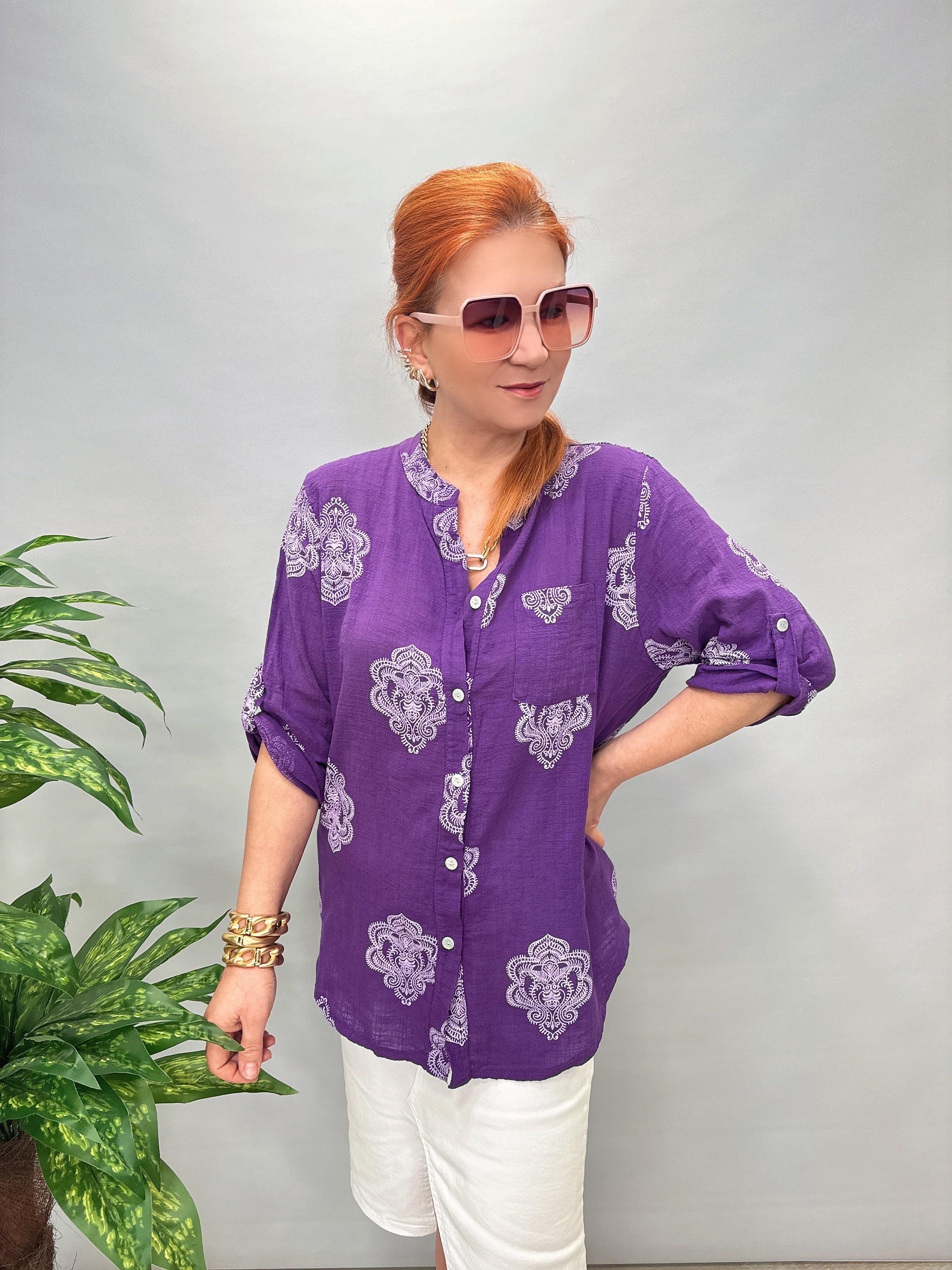 6035 İTALYAN PAMUKLU GÖMLEK MOR