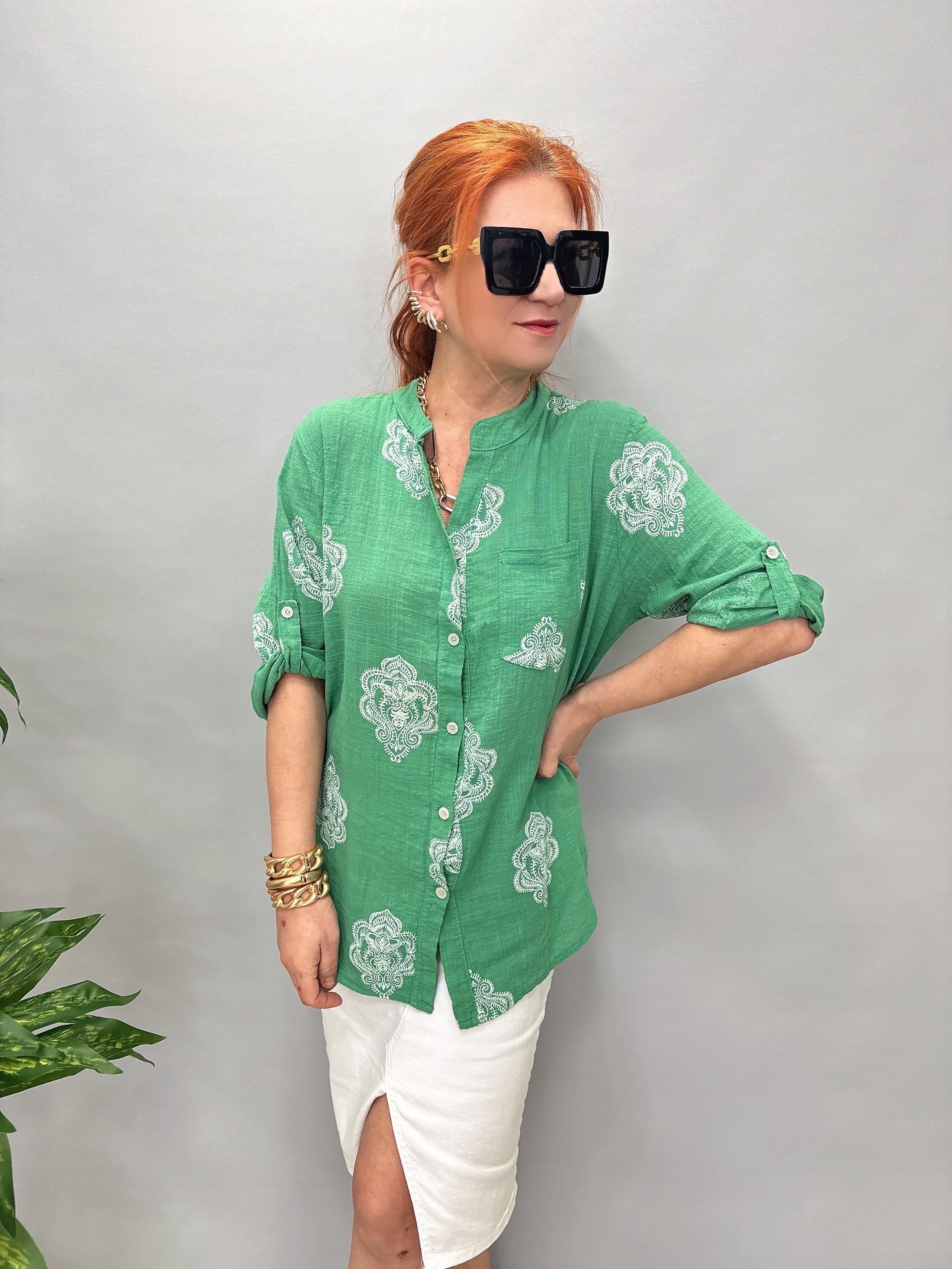 6035 İTALYAN PAMUKLU GÖMLEK YEŞİL