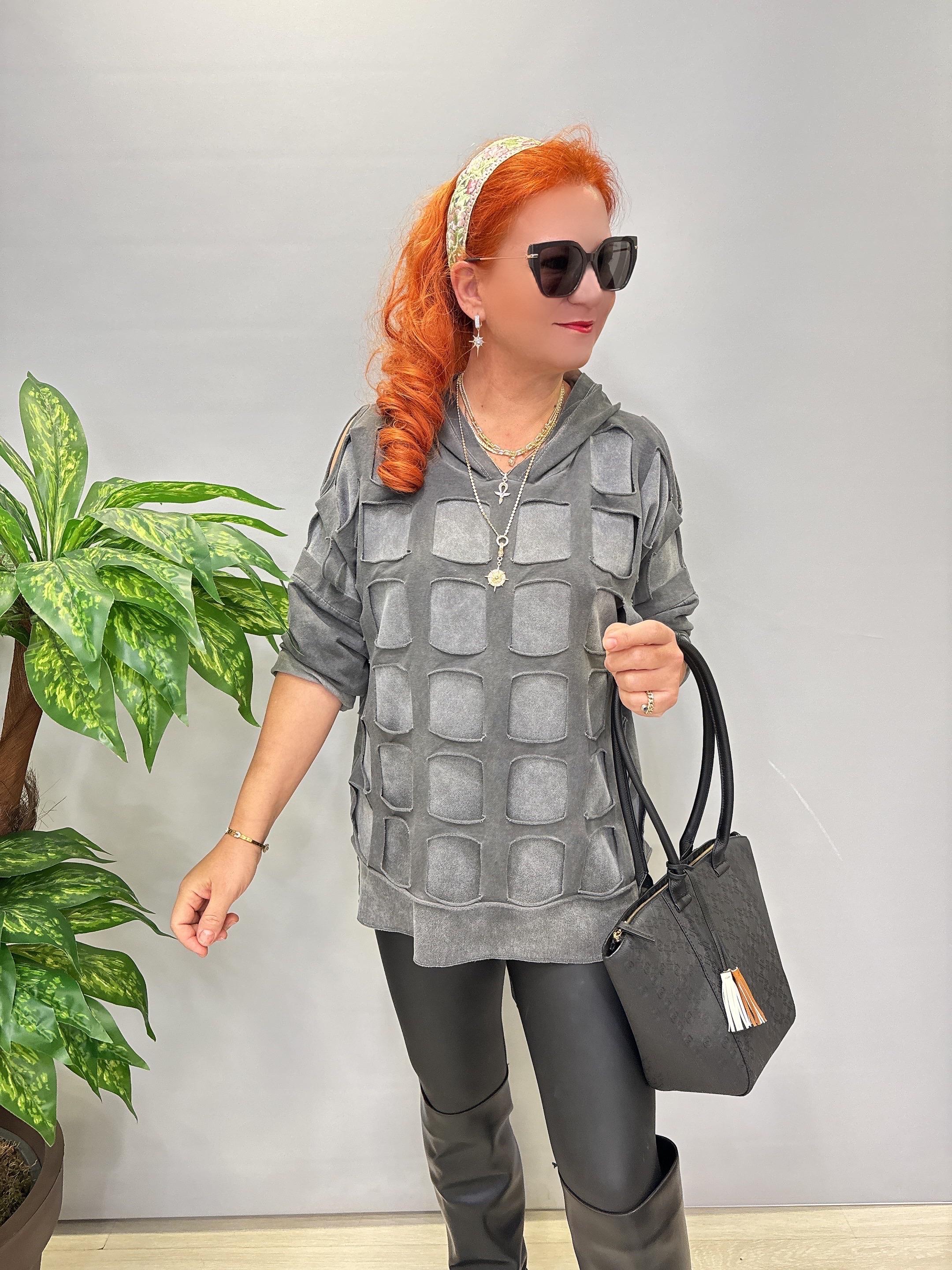 6235 Nubuk Detay Sweatshirt Gri 