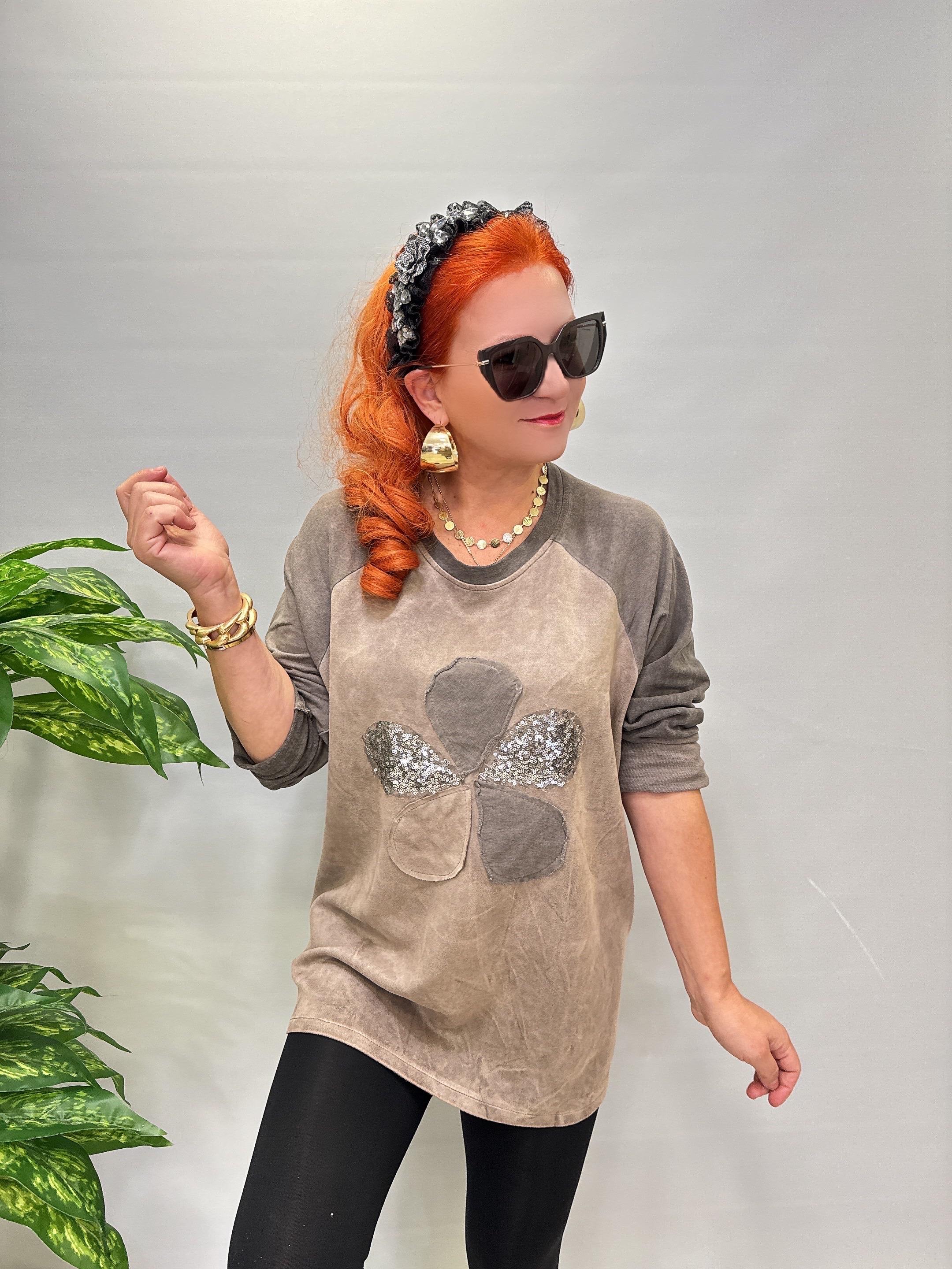 6340 Italyan Papatya Detay Bluz Vizon