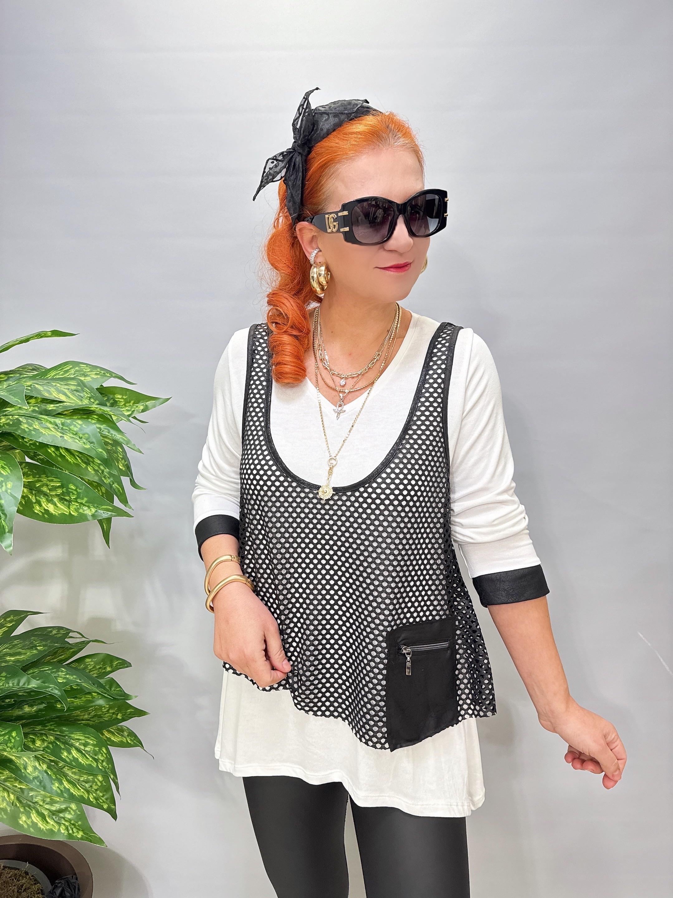 6385 File Yelekli Asimetrik Bluz Takım Beyaz