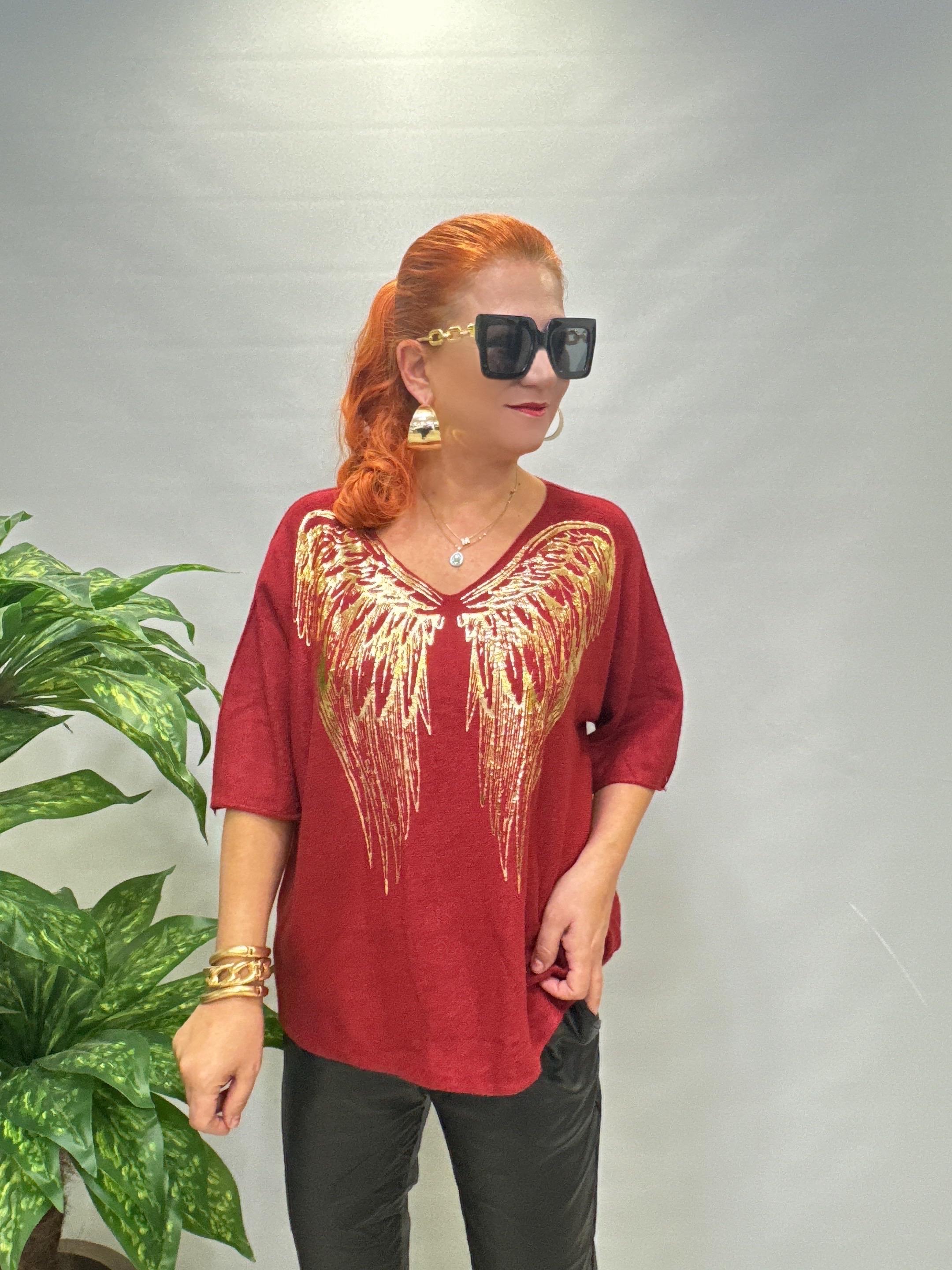 6547 Italyan Angora Triko Bluz Bordo