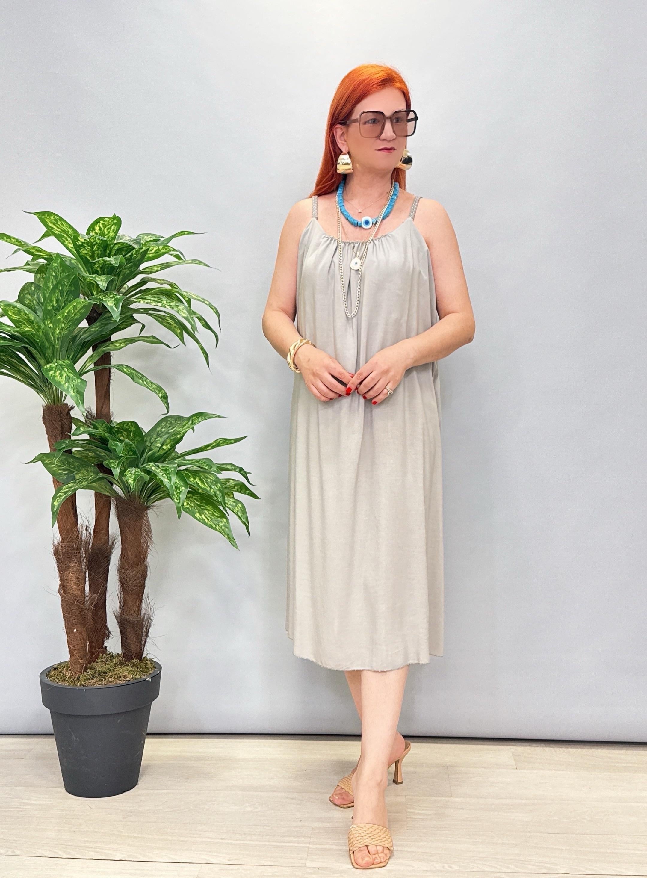 6615 İtalyan Tensel Viskon Elbise vizon