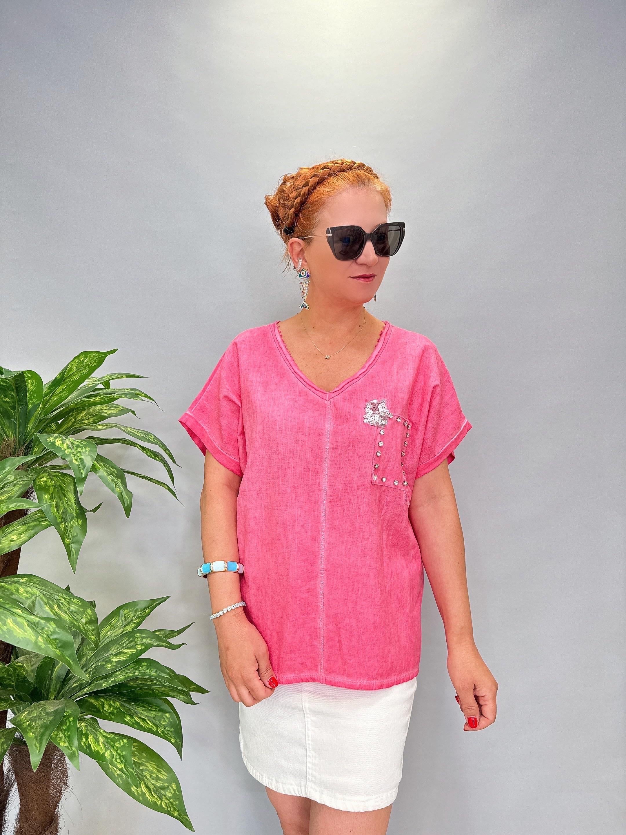 6670 Italyan Pamuklu Bluz Pembe