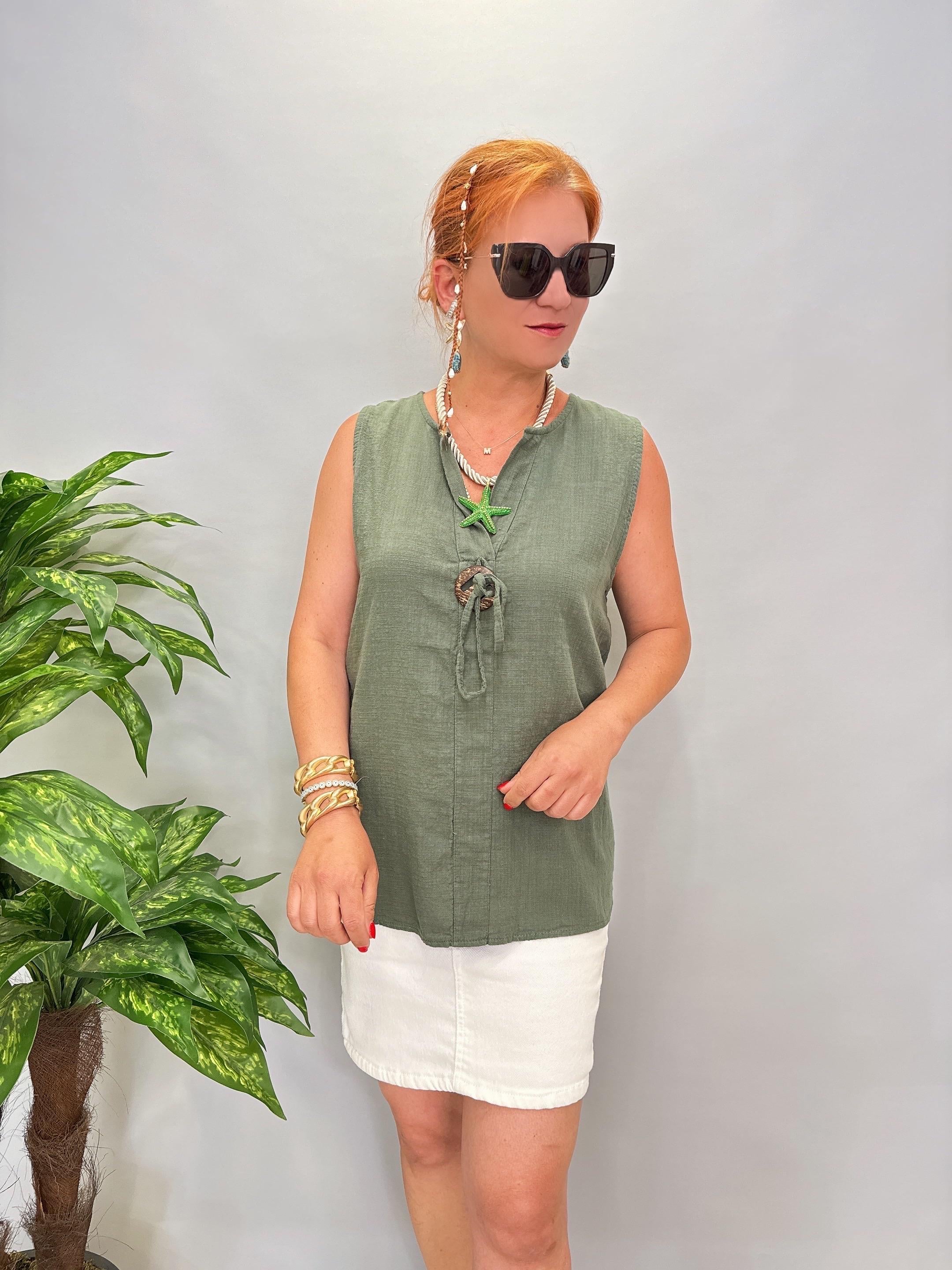 6689 Pamuklu Bluz Haki