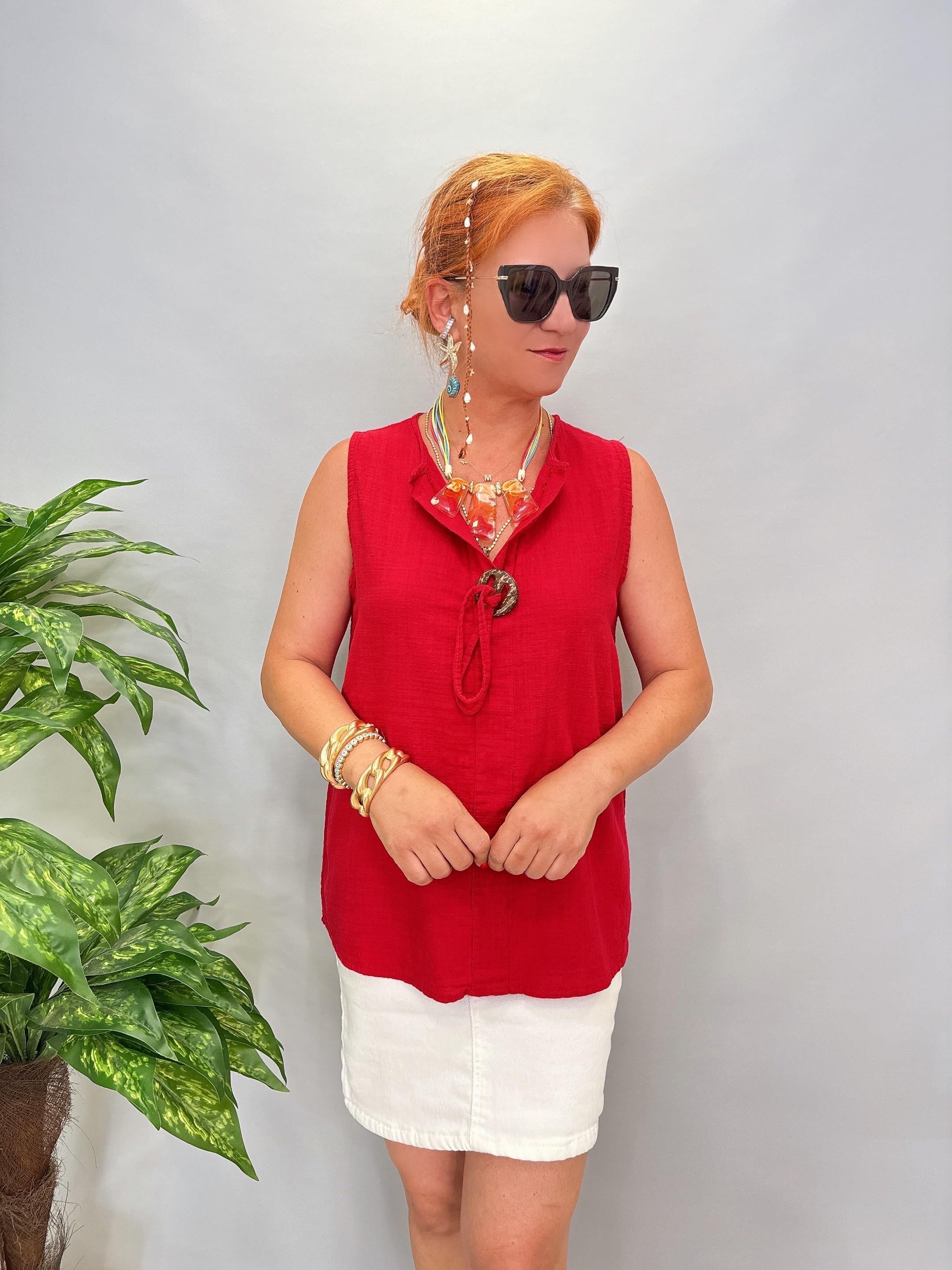 6689 Pamuklu Bluz Kırmızı