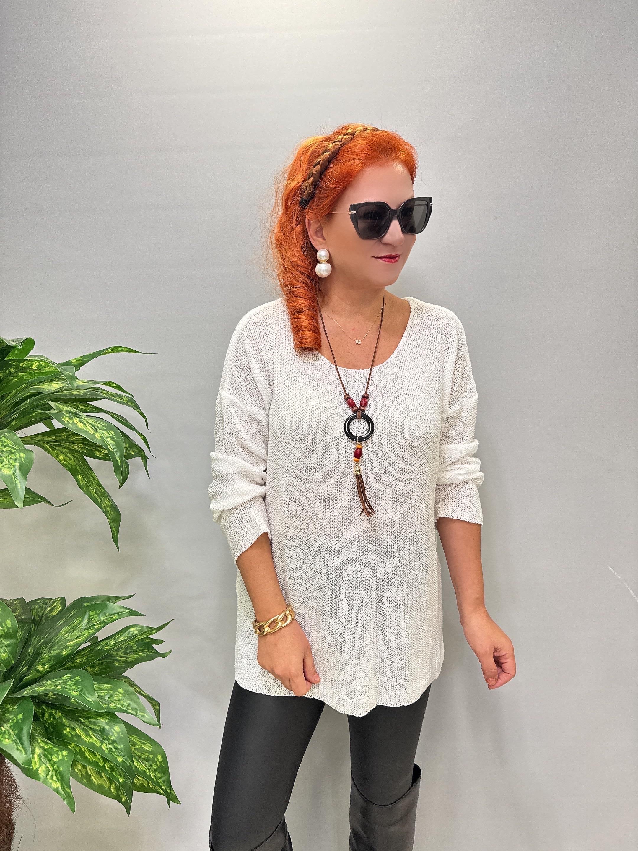 7091 Merserize Bluz (KOLYE HEDİYELİ) Ekru