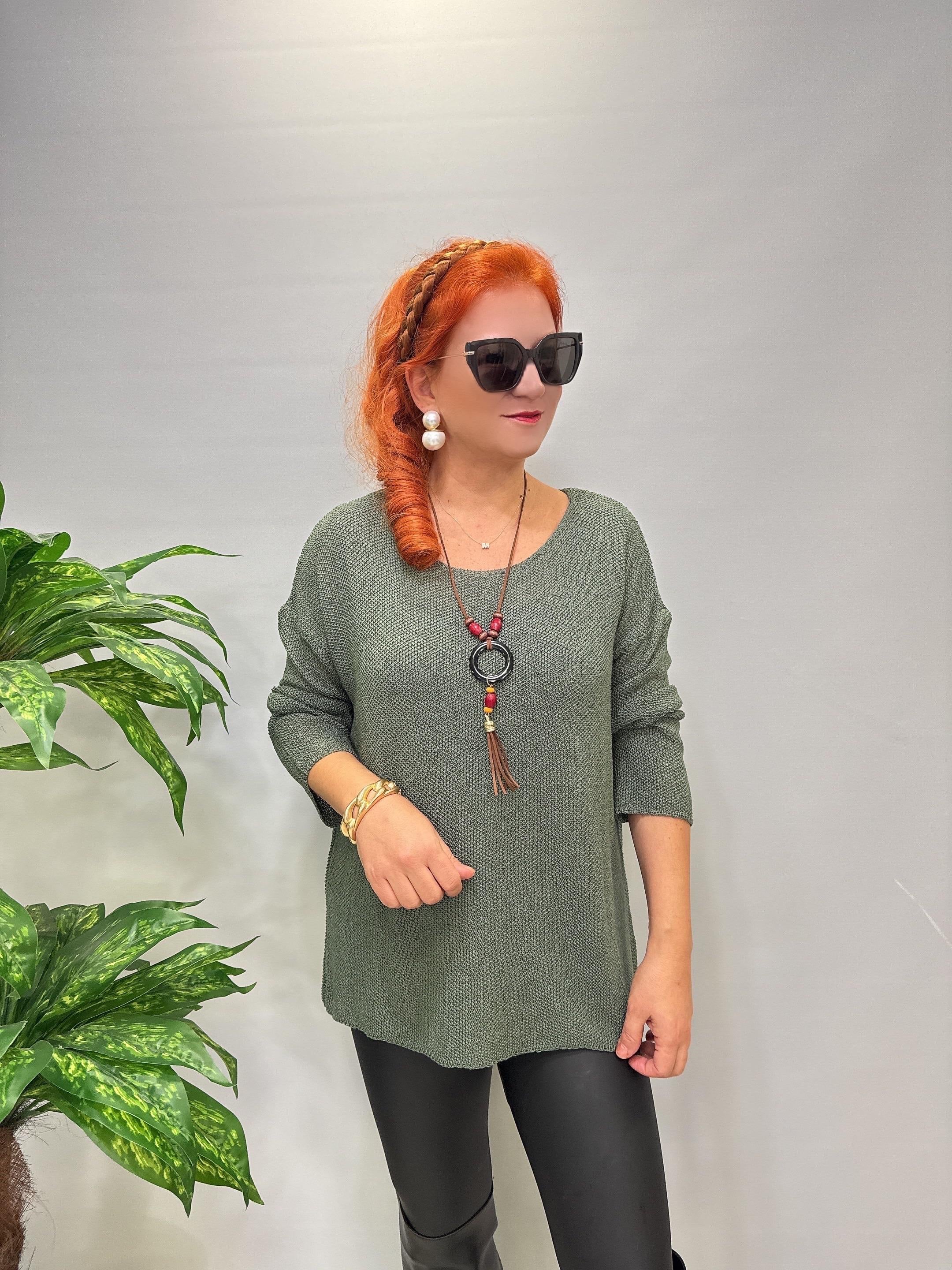 7091 Merserize Bluz (KOLYE HEDİYELİ) Haki