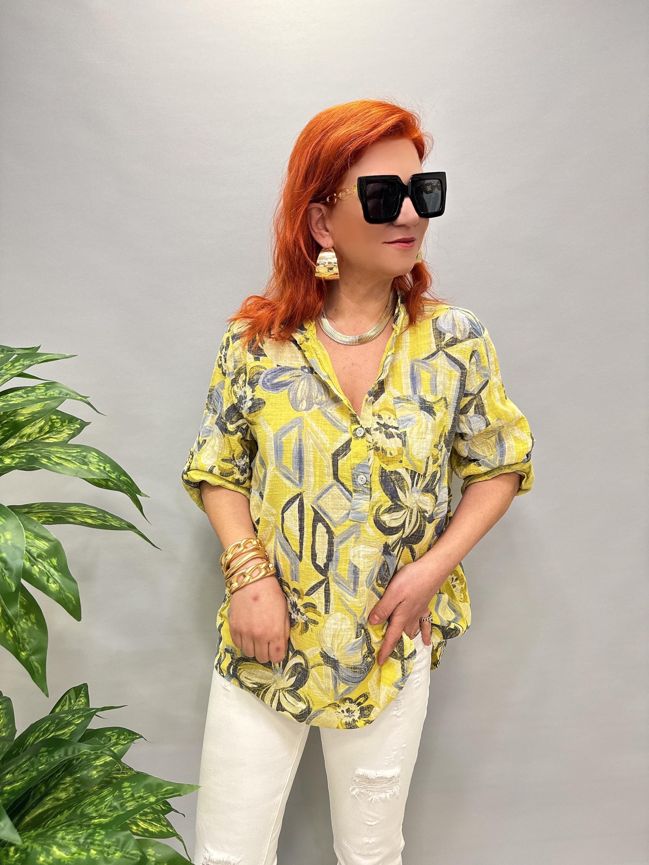 7560 İTALYAN PAMUKLU BLUZ SARI