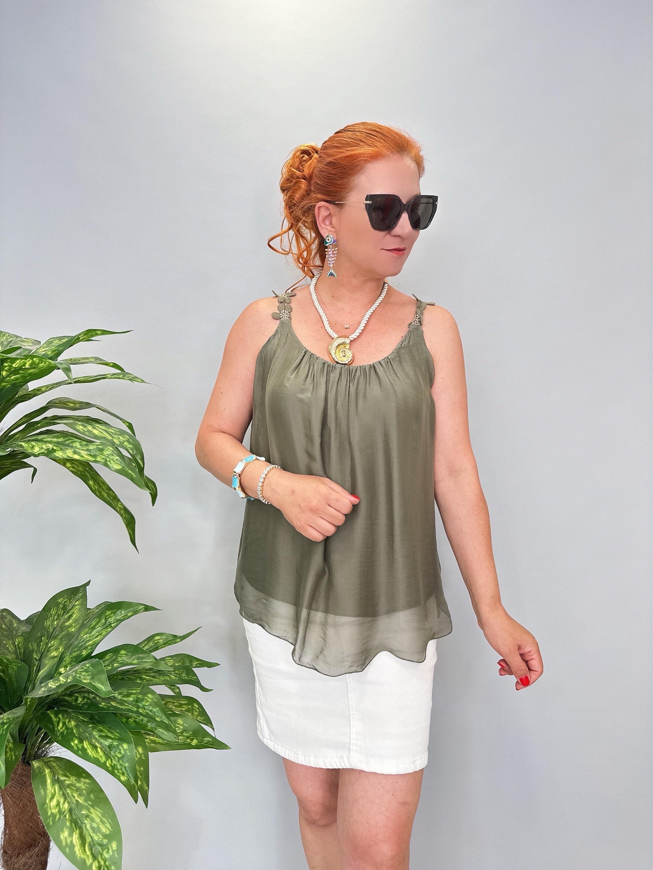 7730 Italyan Astarı Esnek Bluz Haki