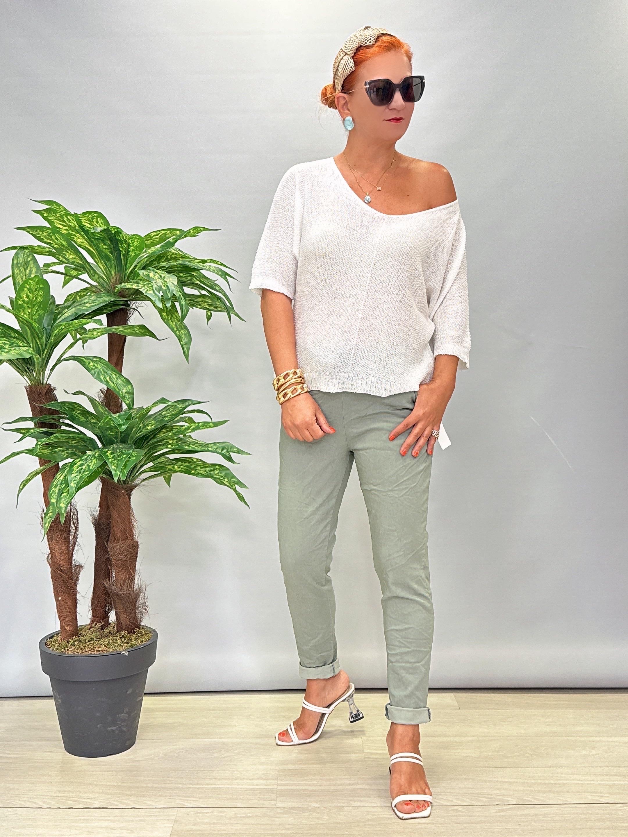 7785 Italyan Full Likralı Pantolon Haki