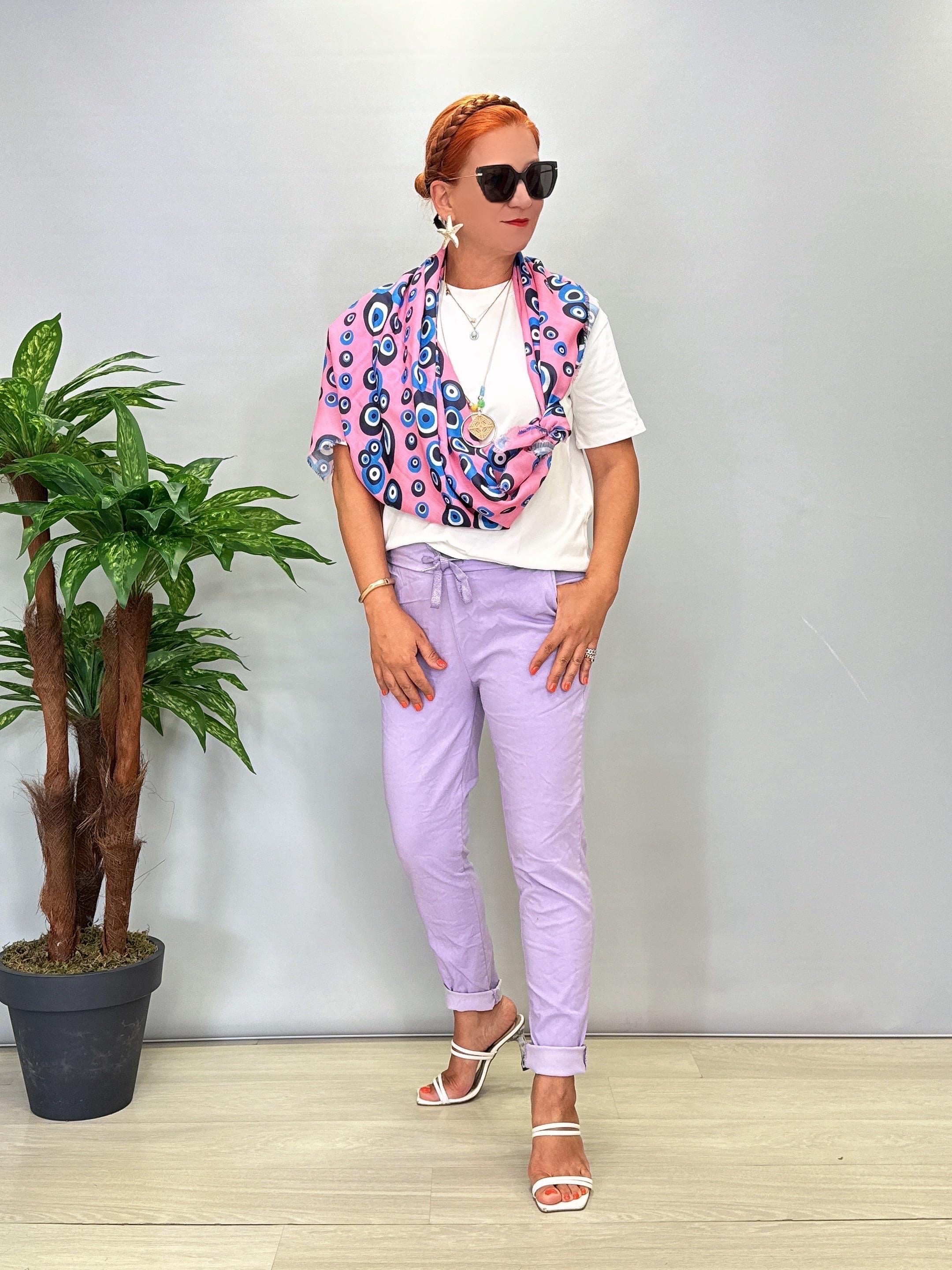 7785 Italyan Full Likralı Pantolon Lila