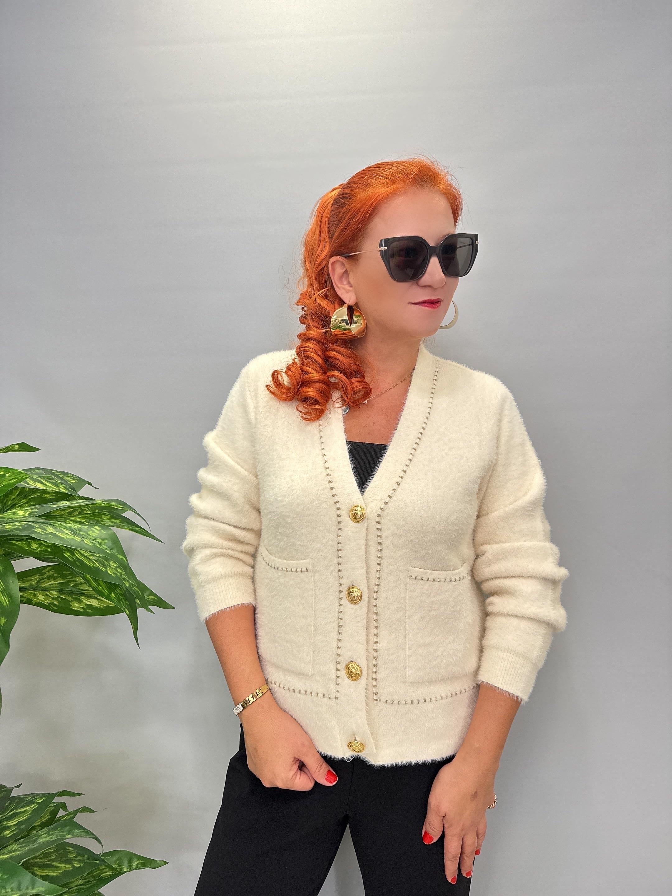 8059 Angora Hırka/Ceket Krem