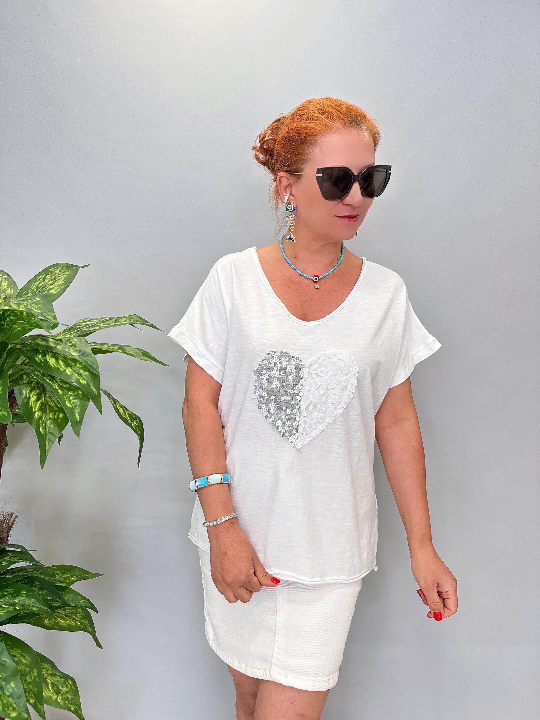 8210 Italyan Likralı Pamuklu Bluz Beyaz