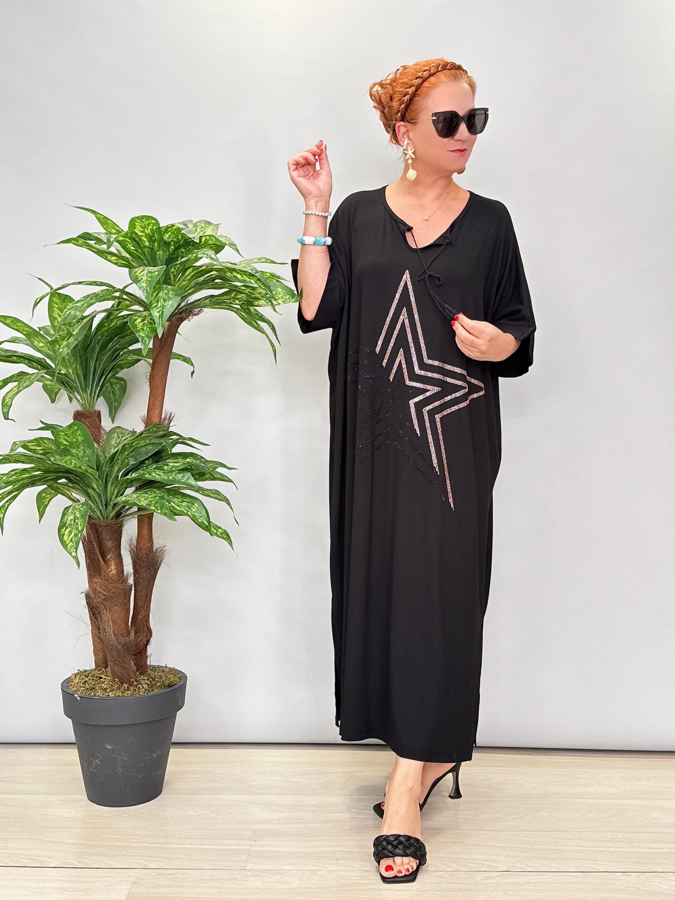 8450 Salaş Model Elbise Siyah 