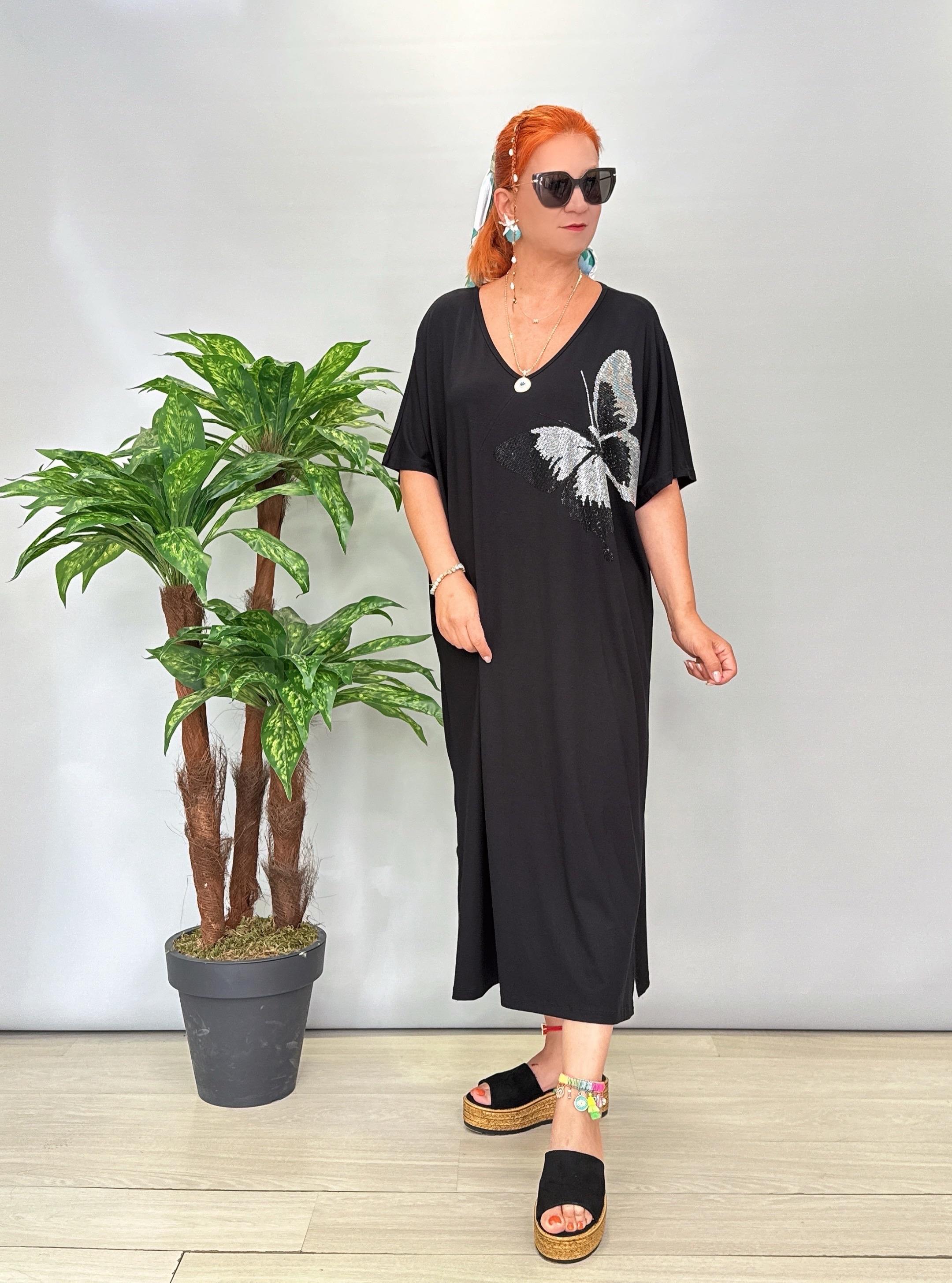 8452 Salaş Model Elbise Siyah