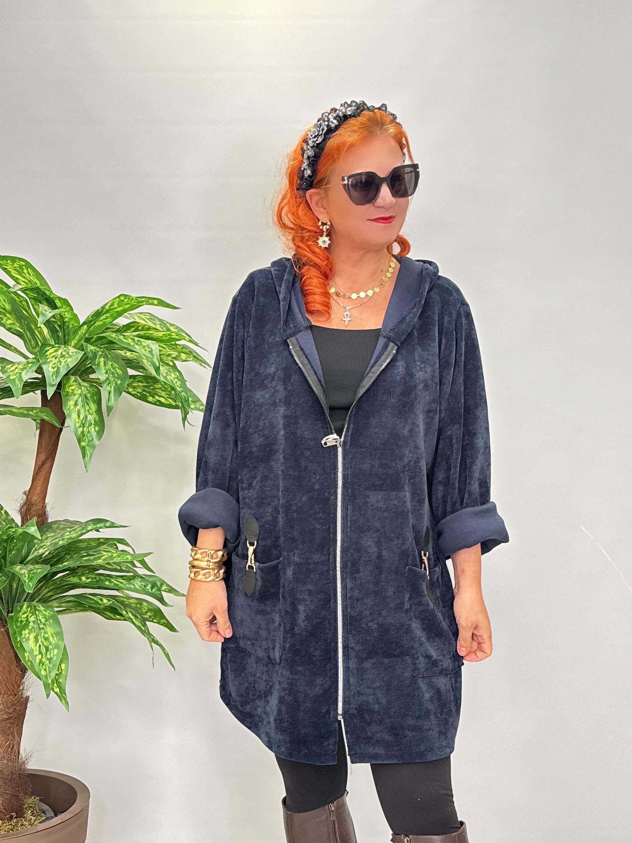 8668 Şönil Kadife Ceket Lacivert