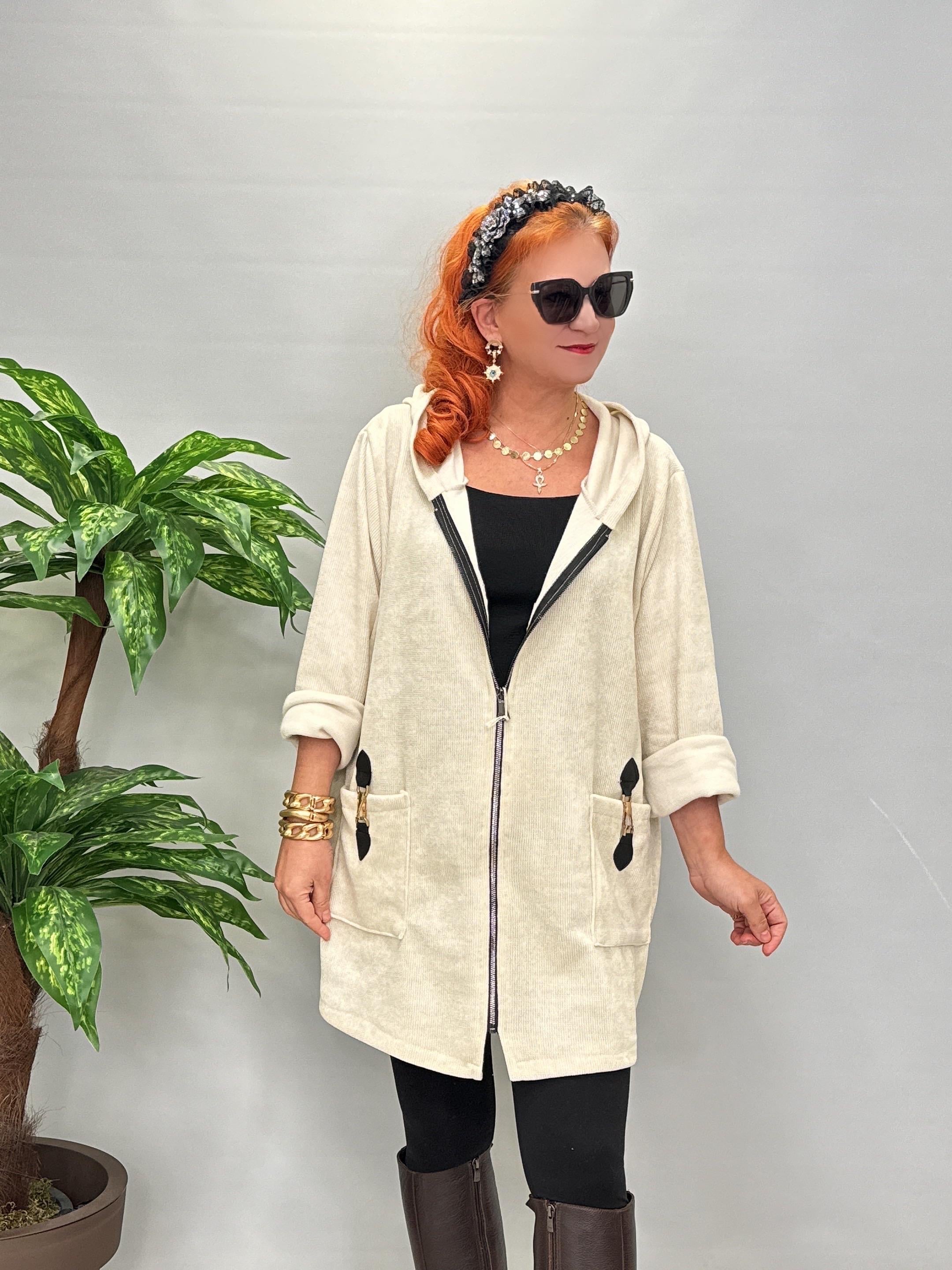 8668 Şönil Kadife Ceket Taş 