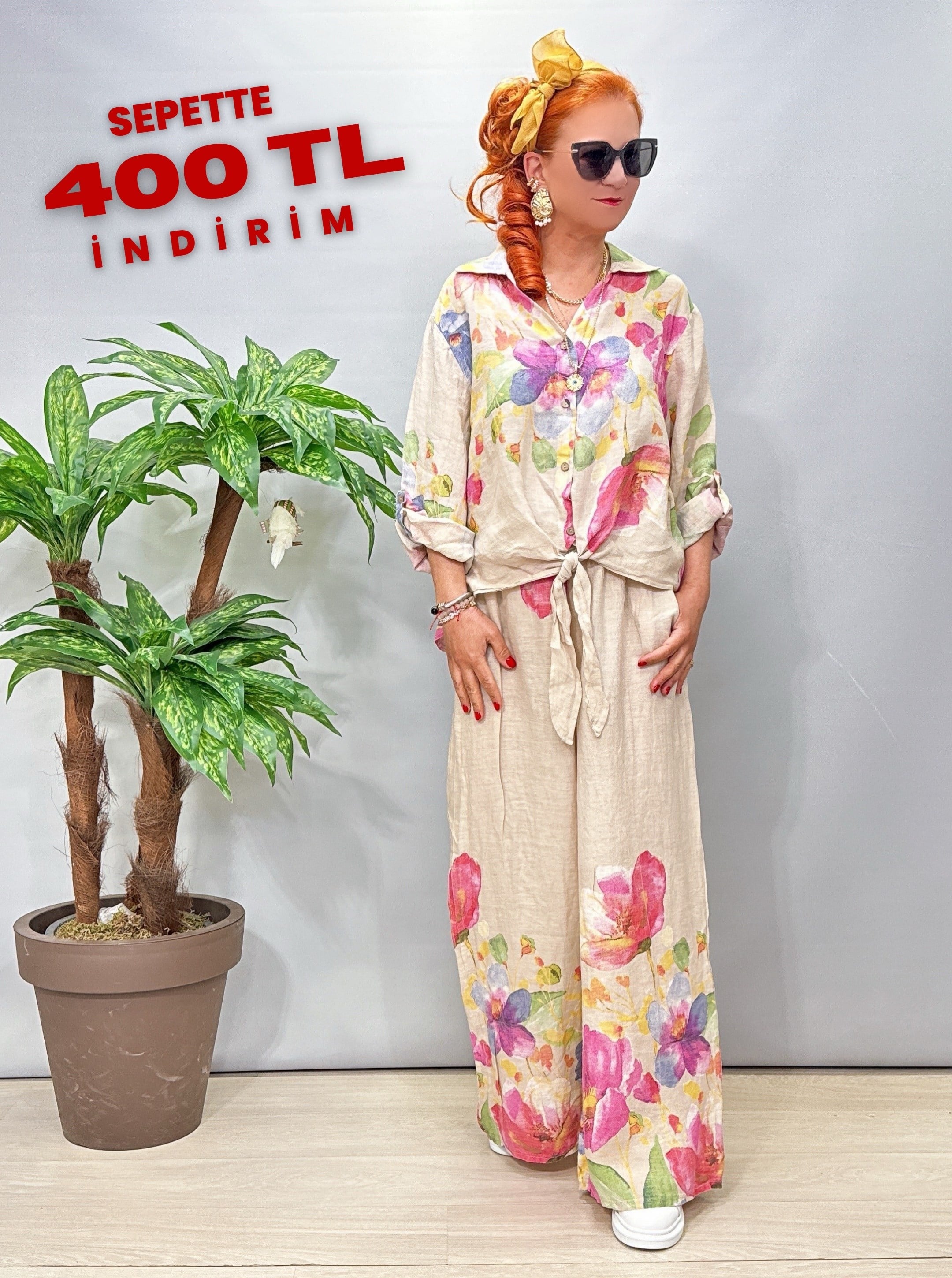 8830 Ham Keten Desenli Takım Taş 