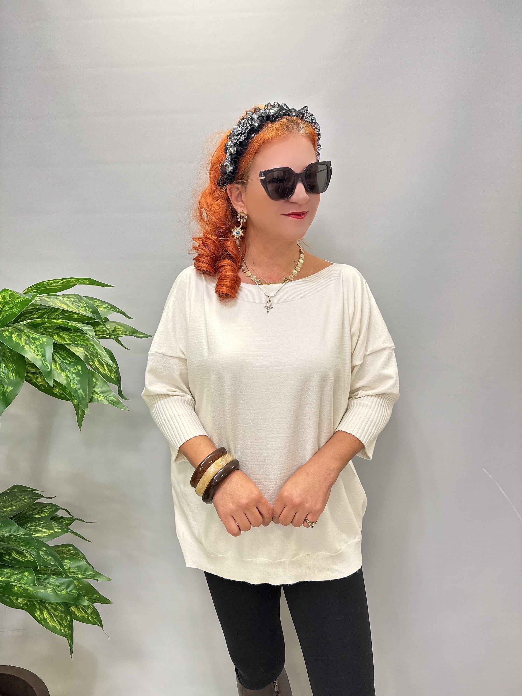 8865 Angora Triko Bluz Ekru