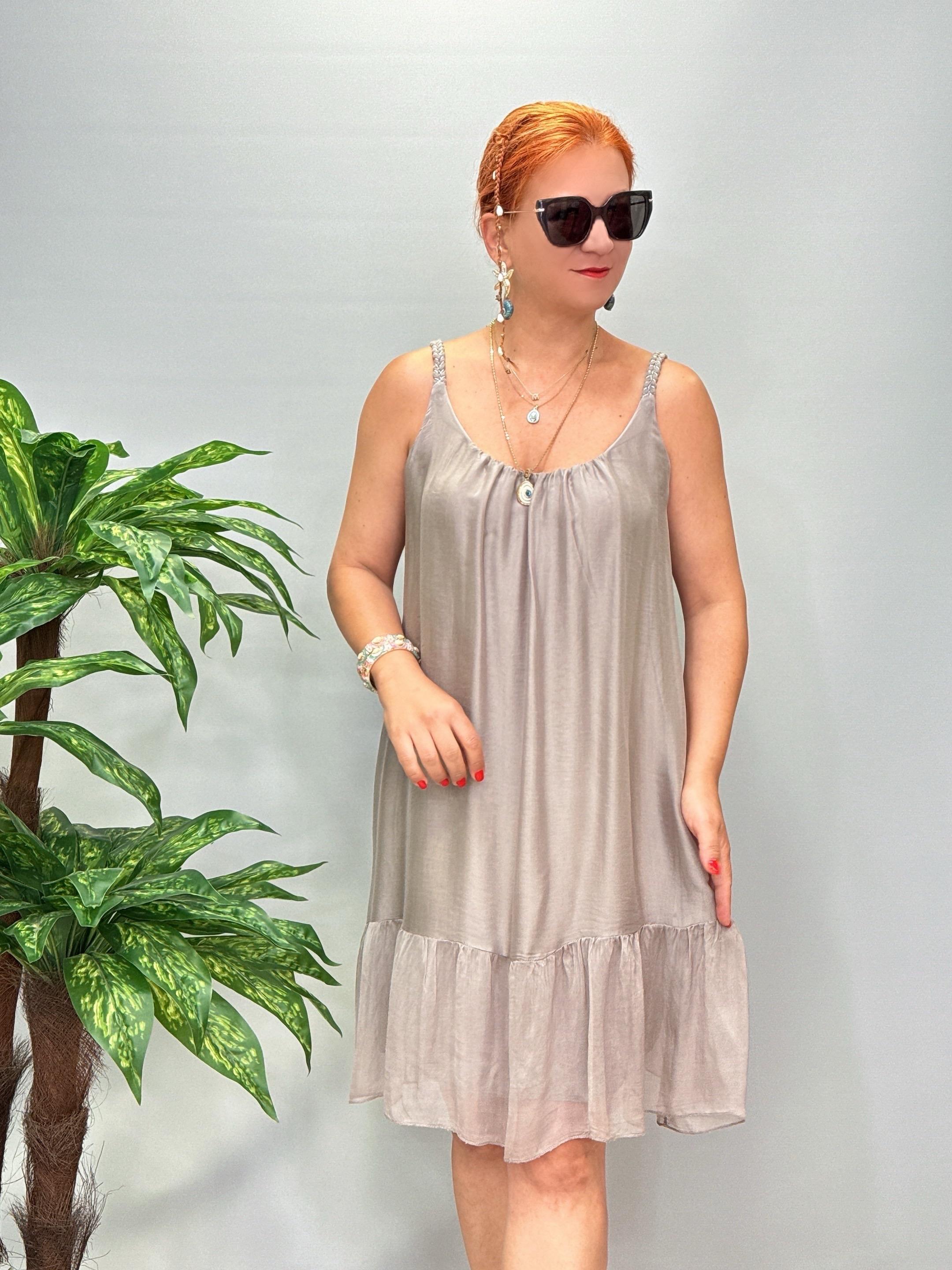 8888 Italyan İpek Elbise Vizon