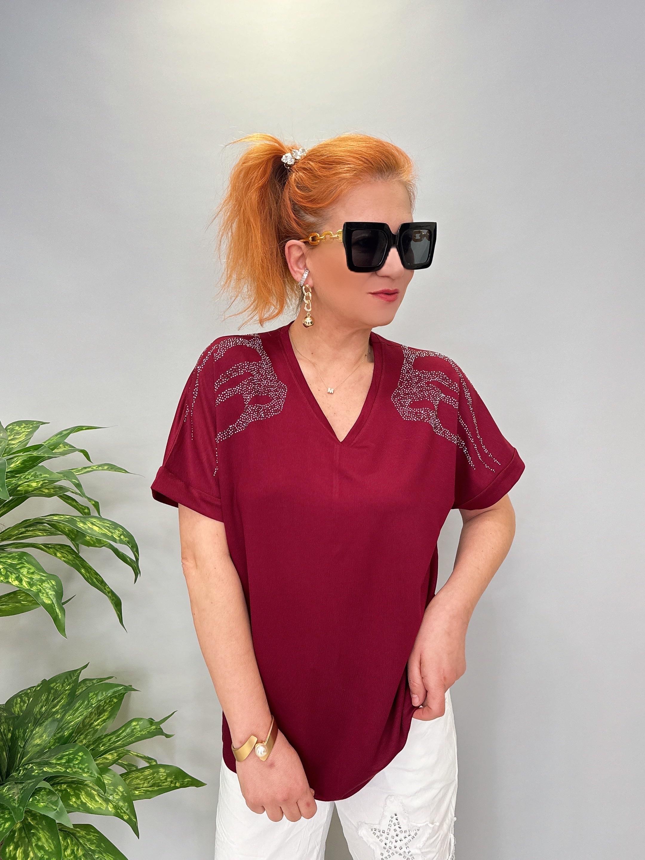 8890 MODAL LİKRALI BLUZ BORDO 