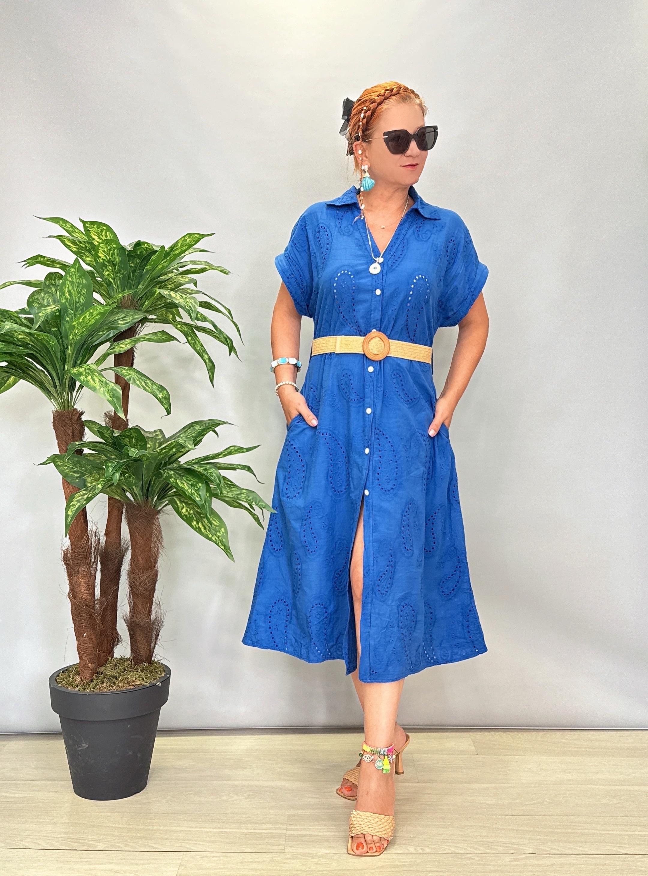 8895 Fisto Elbise Mavi 