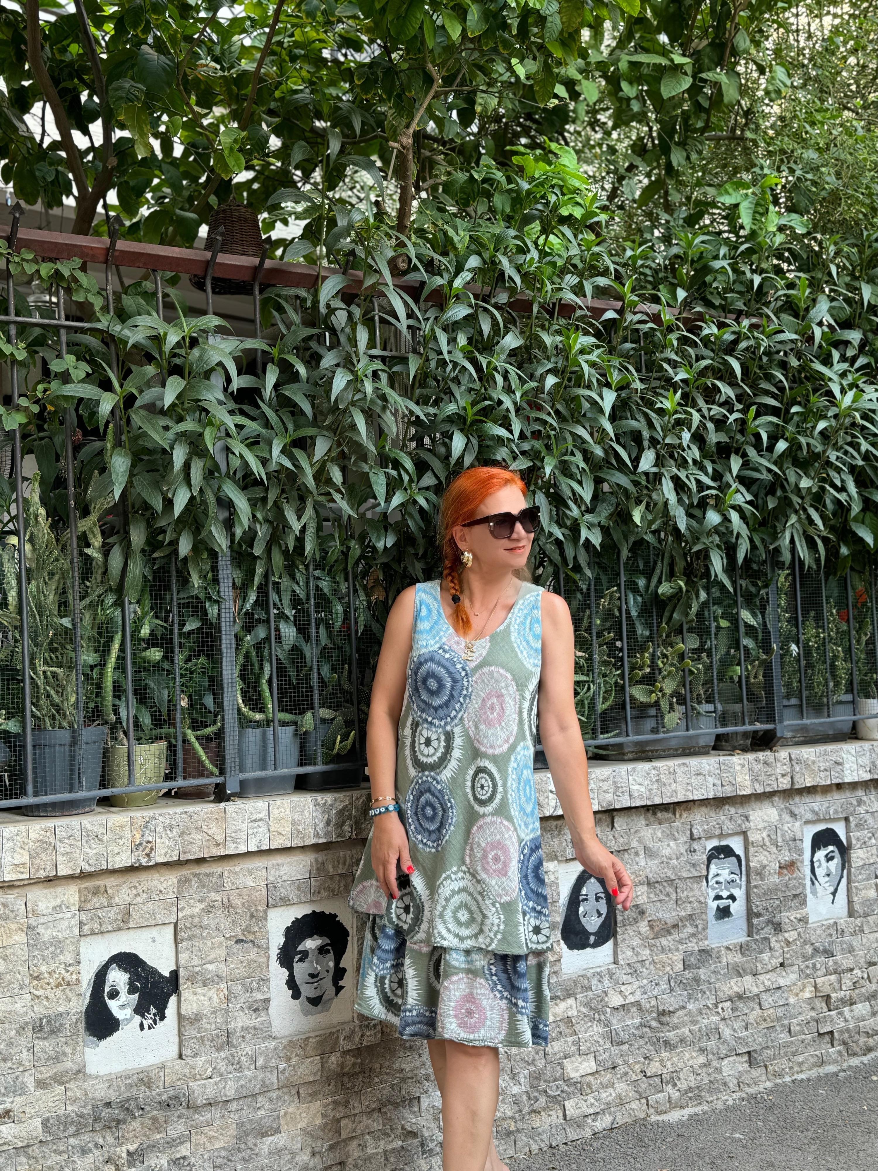 8903  PREMIUM İTALYAN PAMUK  DESENLİ  ELBİSE 40/46 BEDENE UYUMLUDUR  HAKİ boyum 1.64