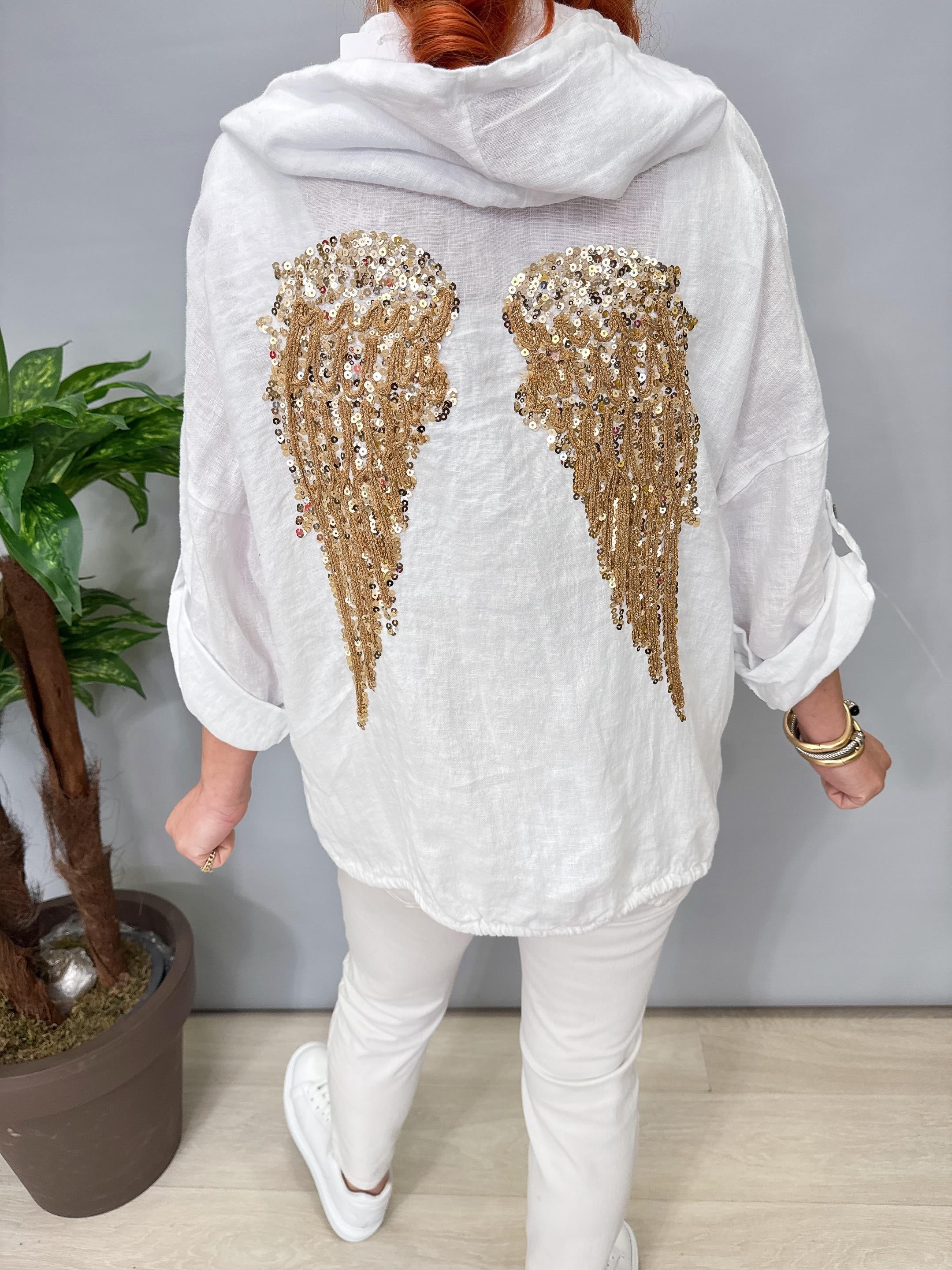 9080 Italyan Ham Keten Ceket Beyaz