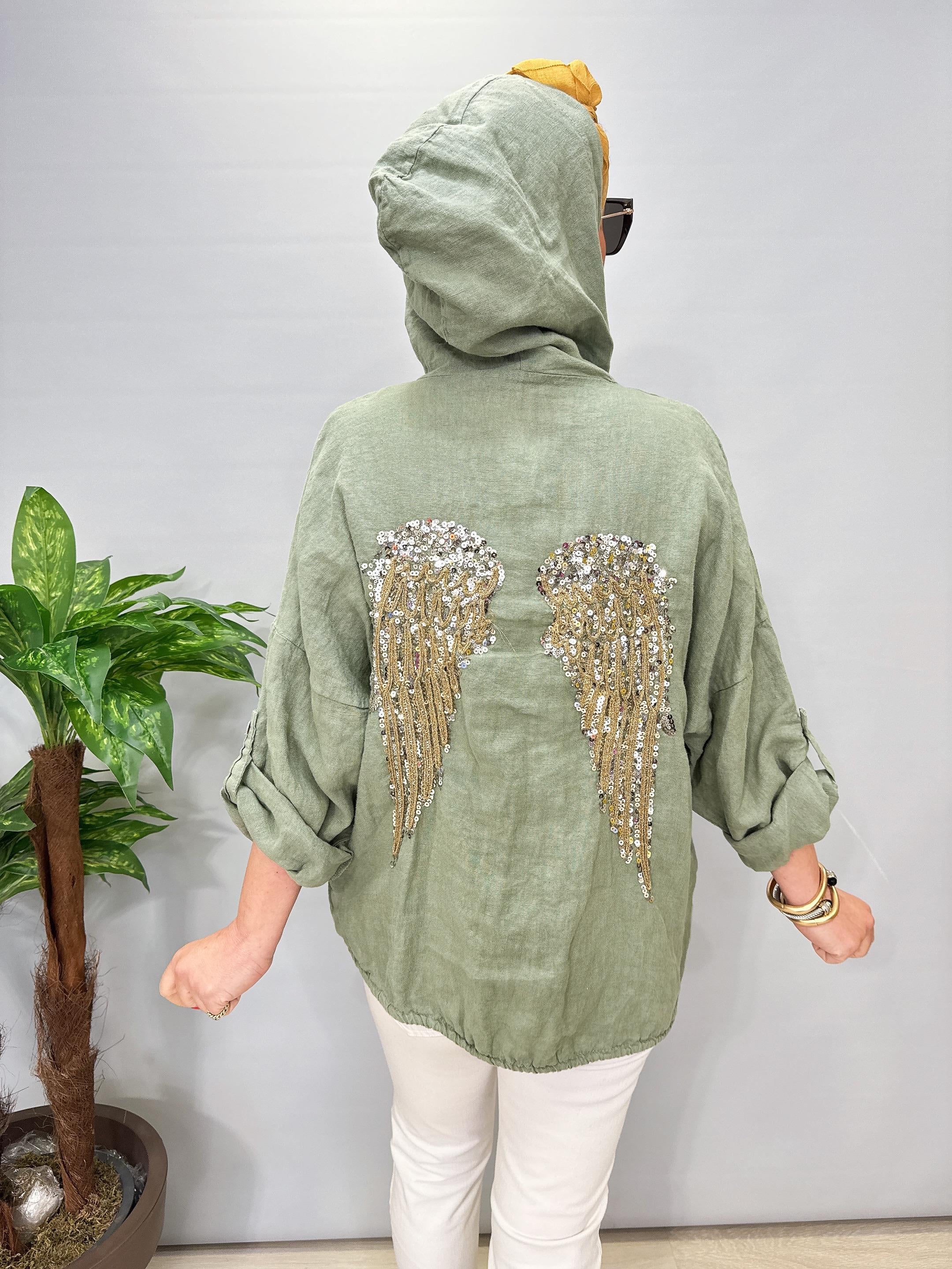 9080 Italyan Ham Keten Ceket Haki