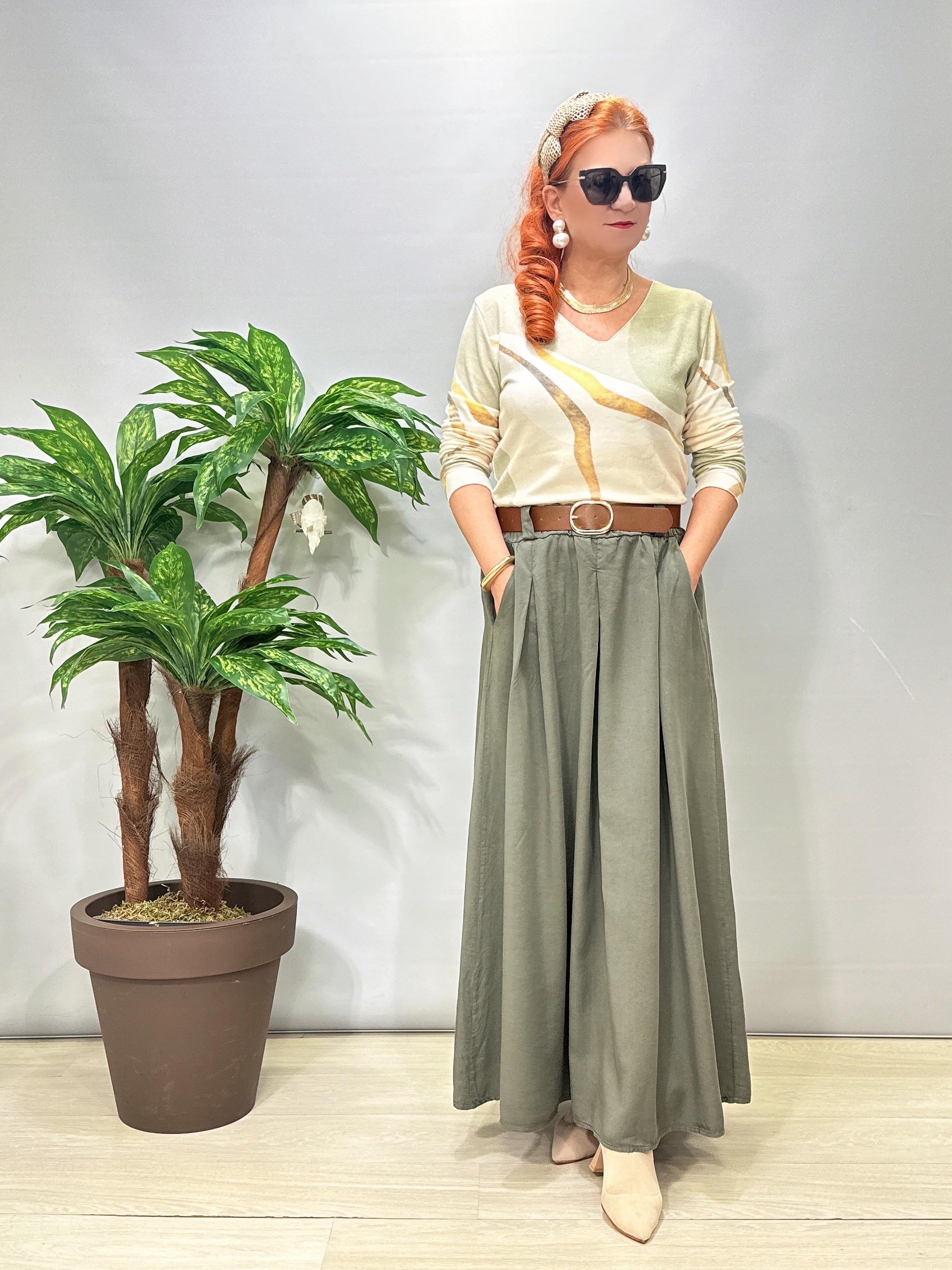 9140 Italyan Tencel Etek Haki