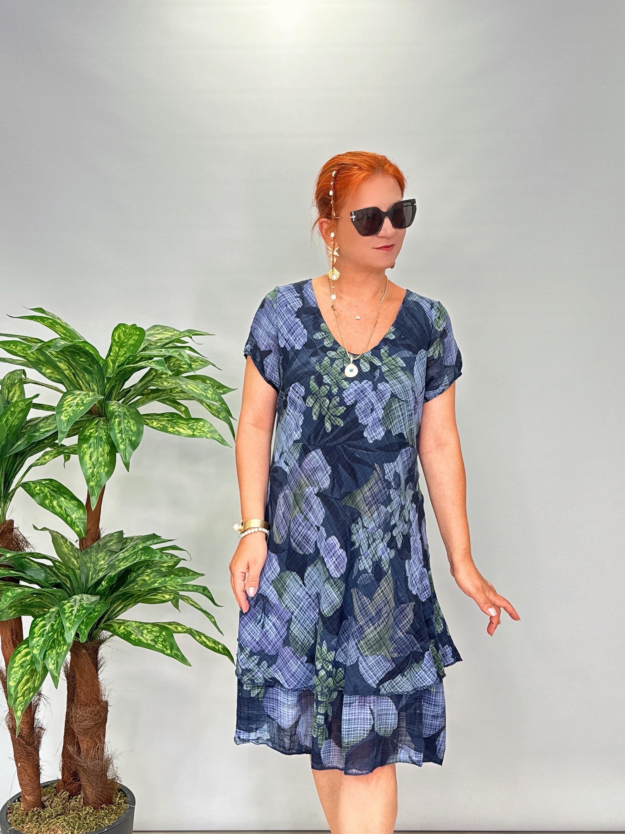 9214 Italyan Pamuklu Elbise Lacivert