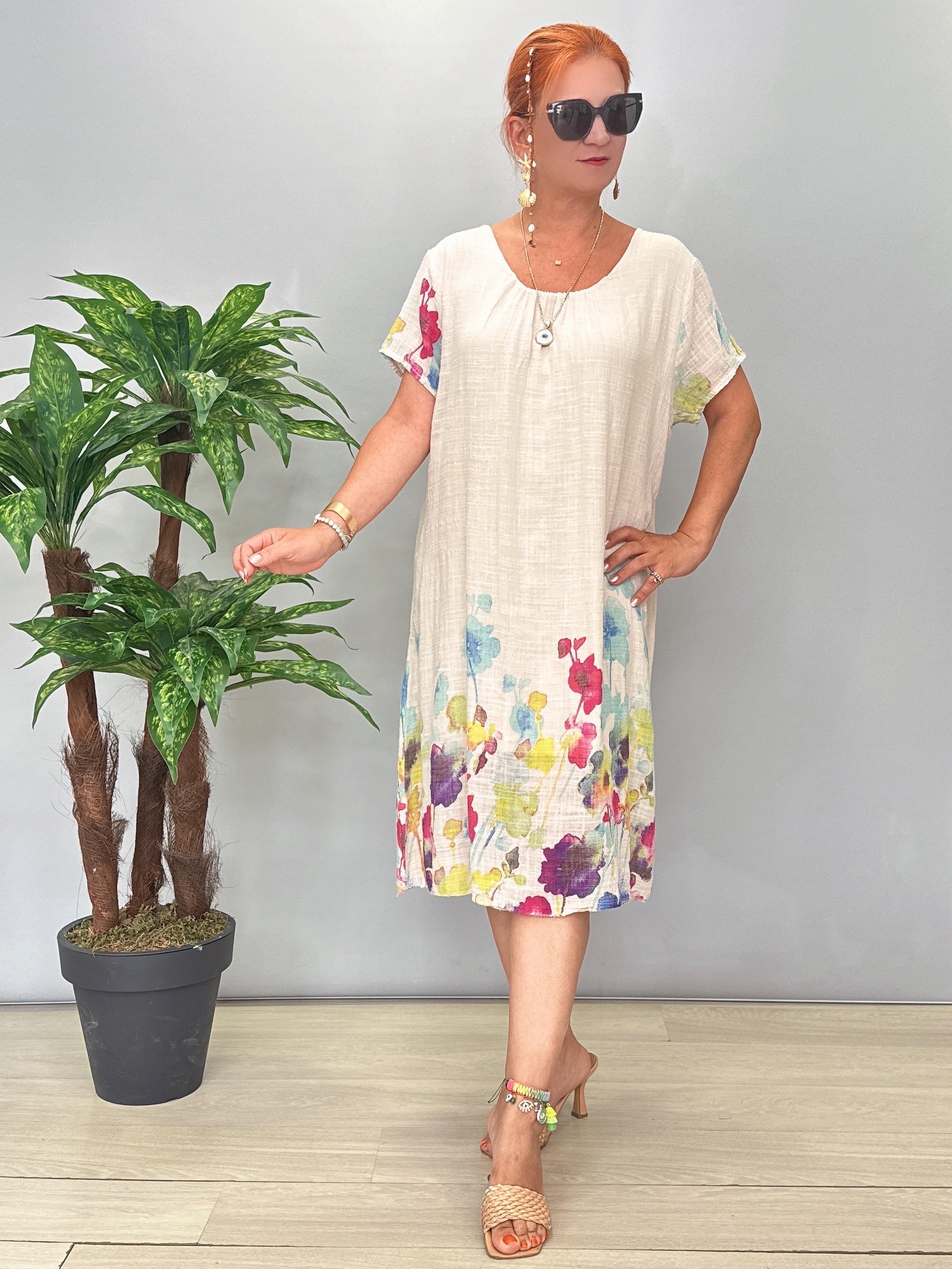 9220 Italyan Pamuklu Elbise Taş