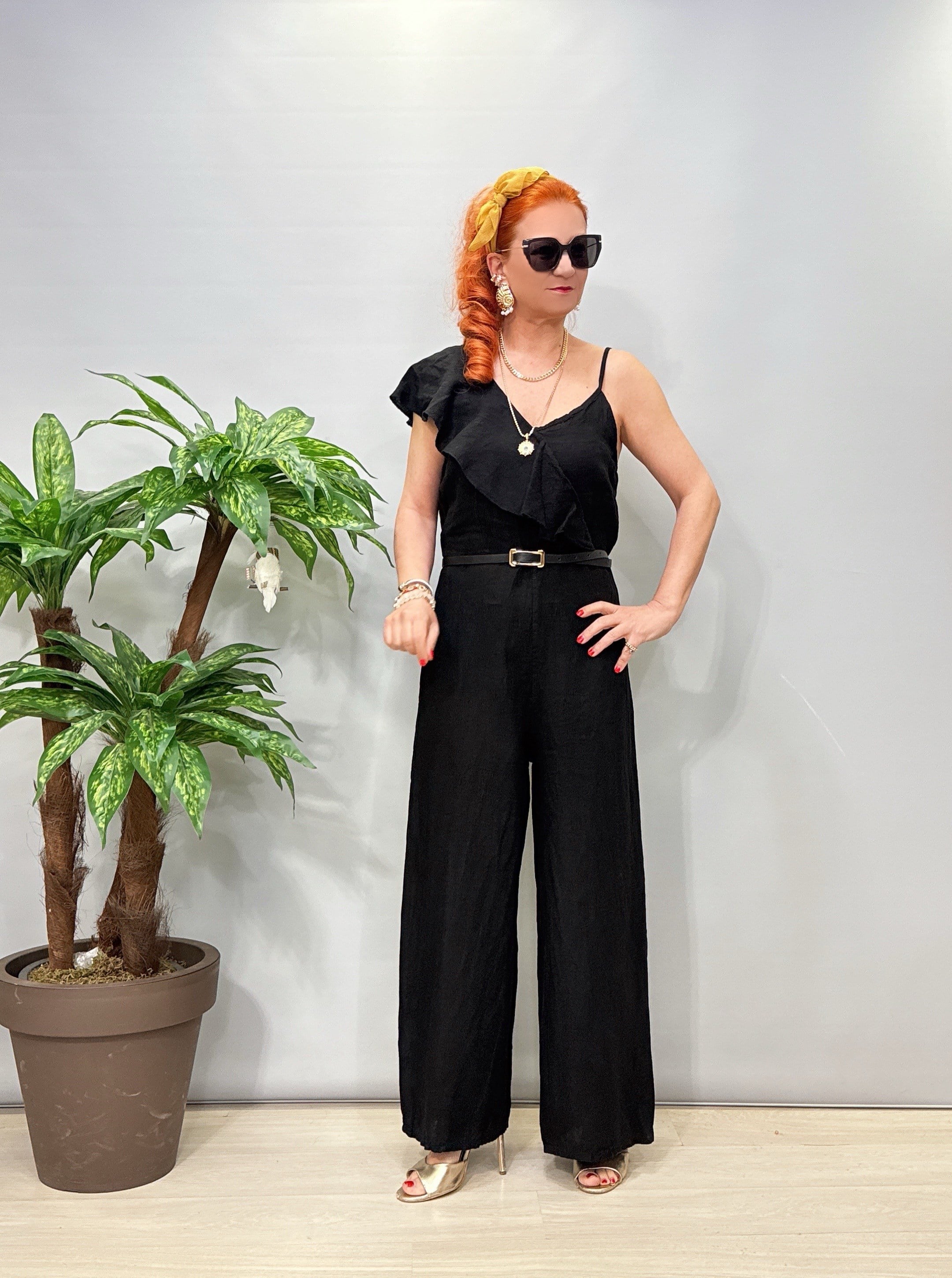 9575 Italyan Ham Keten Tulum Siyah