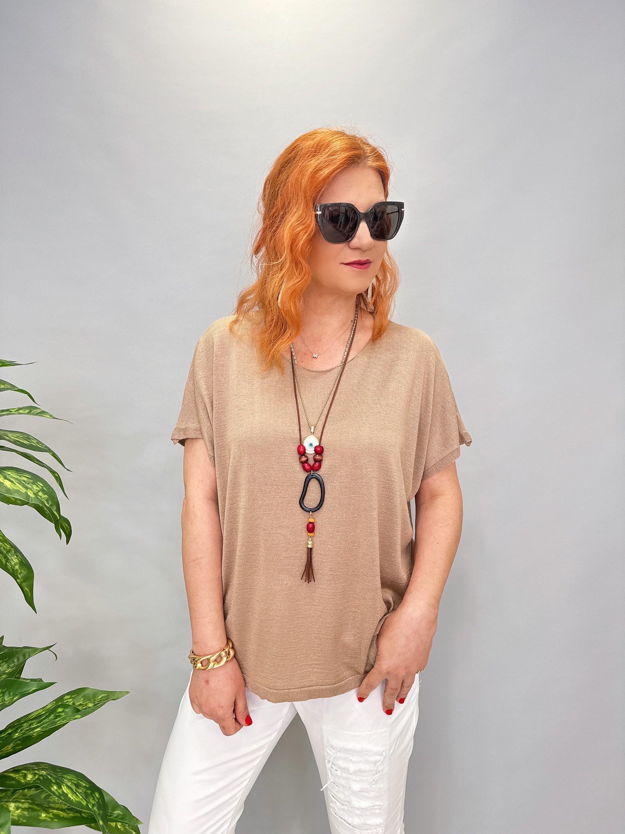 9674 MERSERİZE İNCE TRİKO BLUZ VİZON