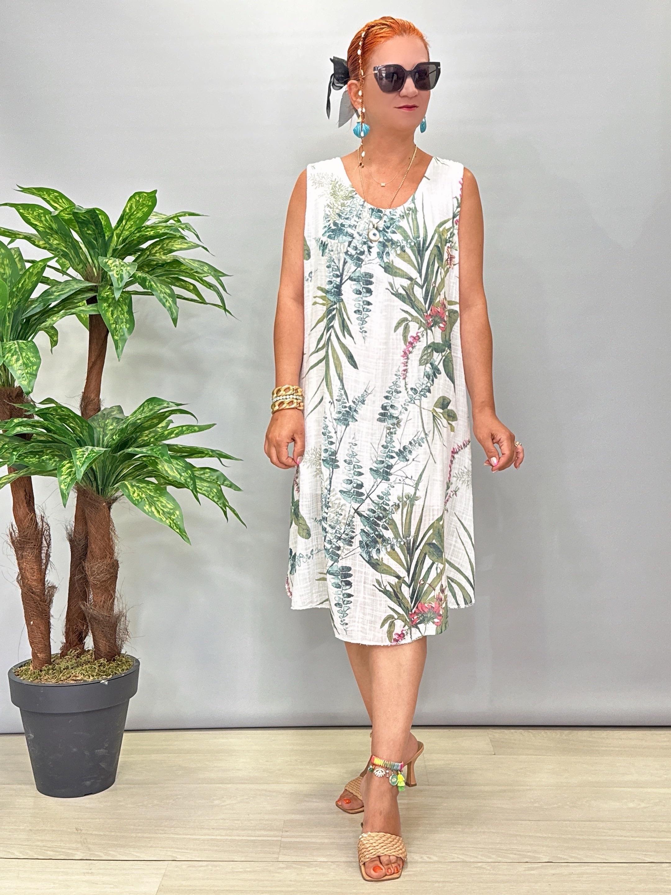 9945 Italyan Pamuklu Elbise Ekru