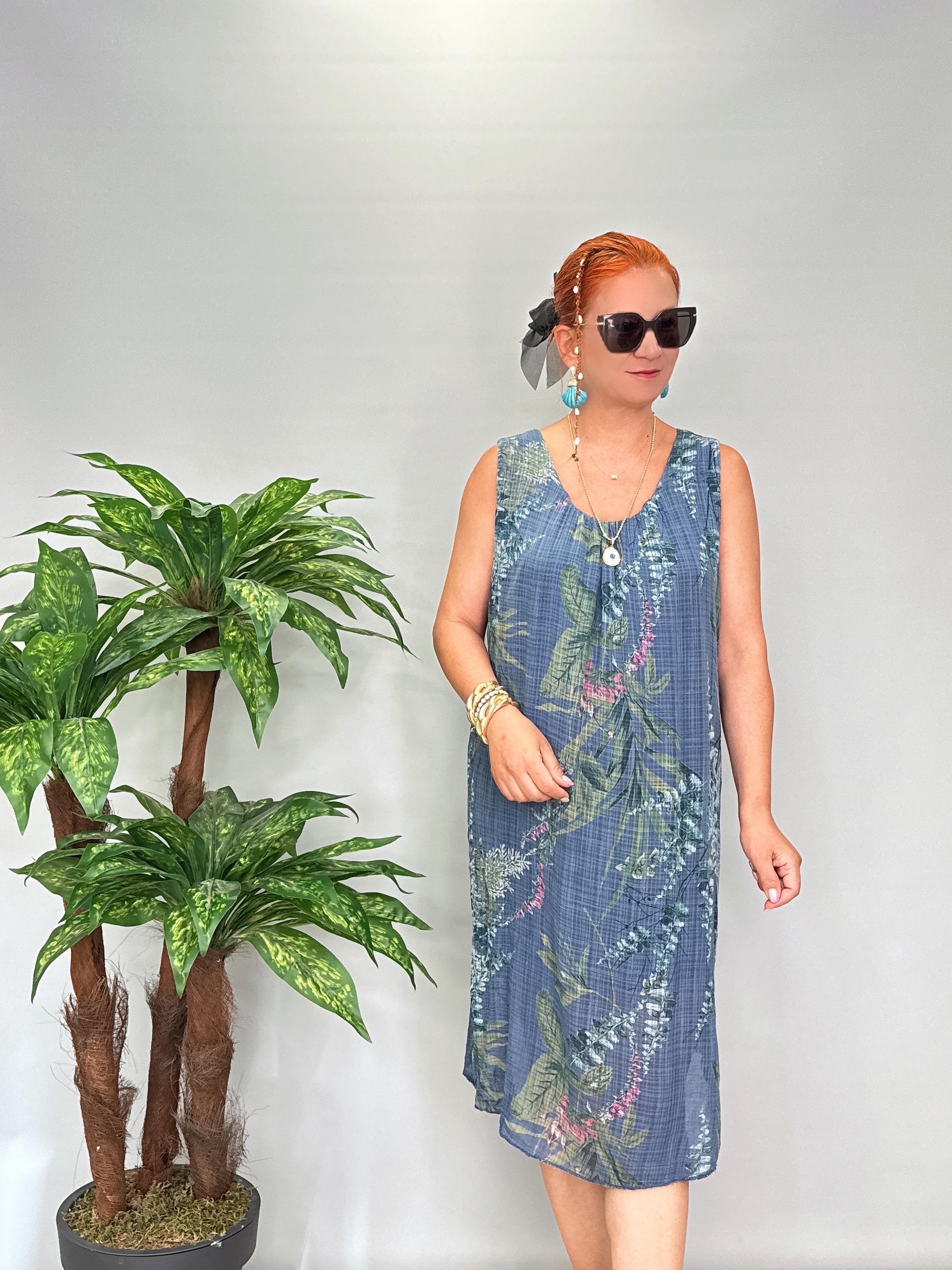 9945 Italyan Pamuklu Elbise Lacivert